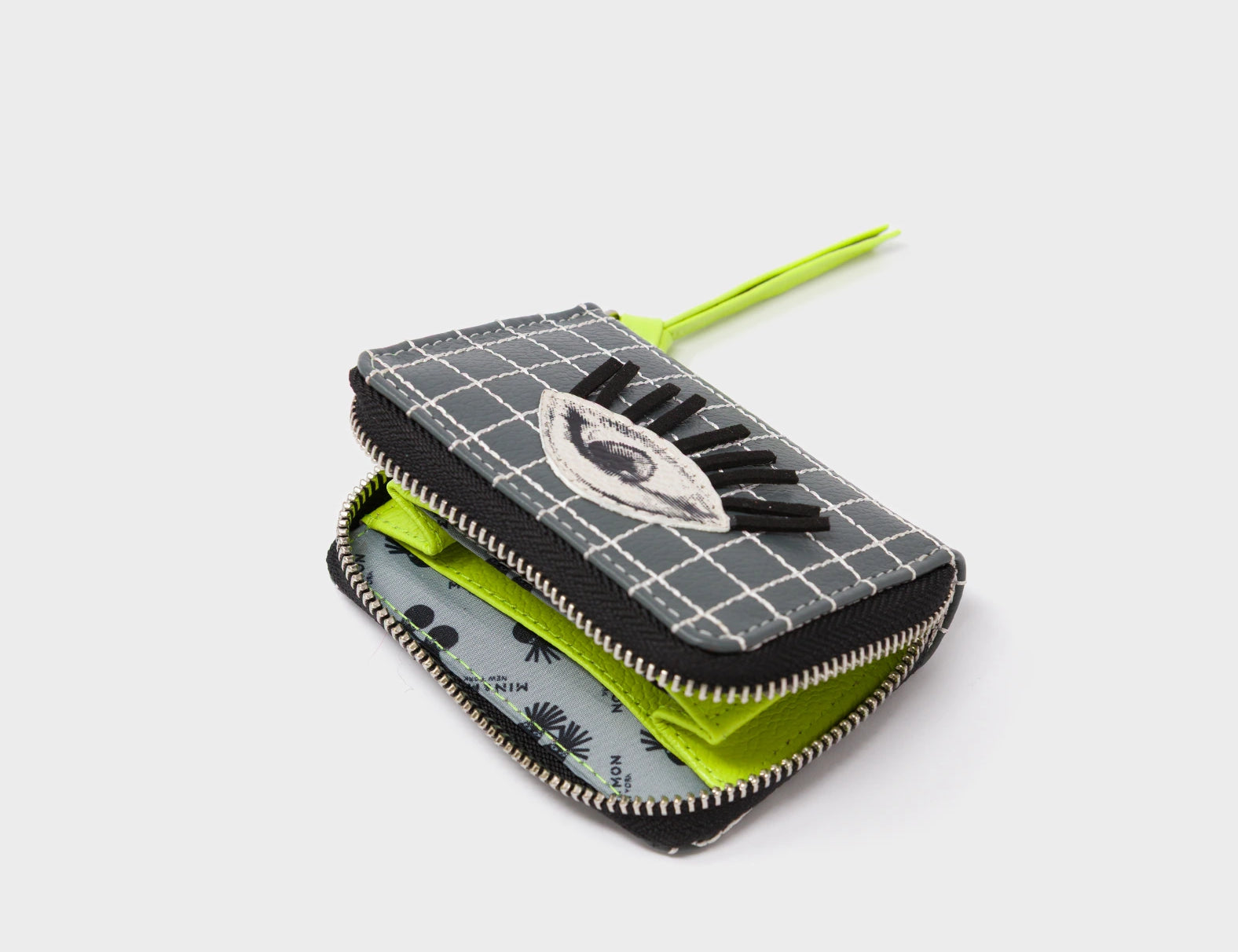 Frodo Stormy Gray Leather Zip Around Wallet - Eye Applique - Open