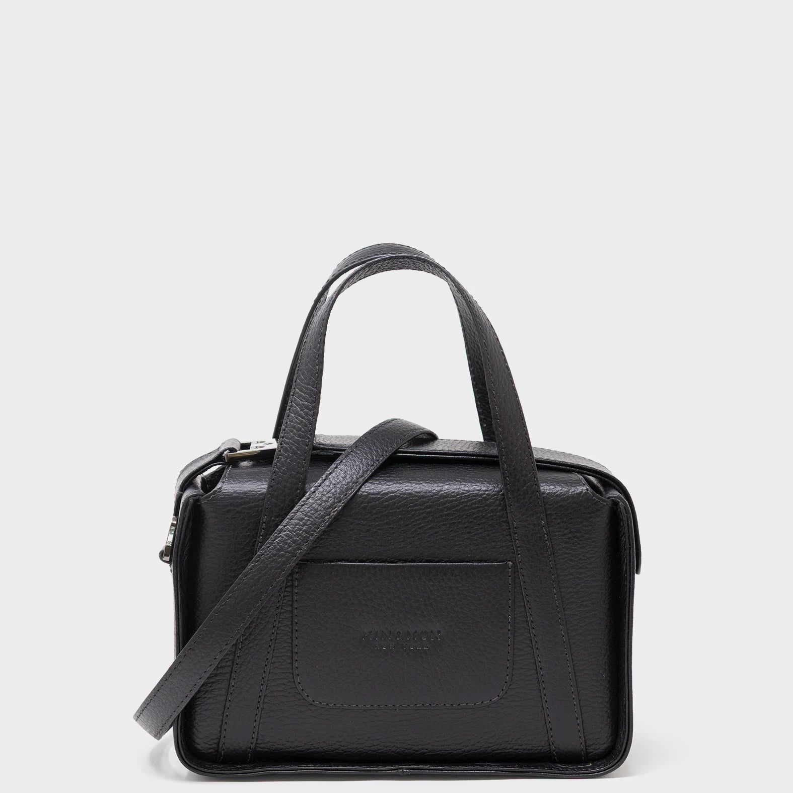 Benji Small Crossbody Black Leather Bag - Look Up - Back View