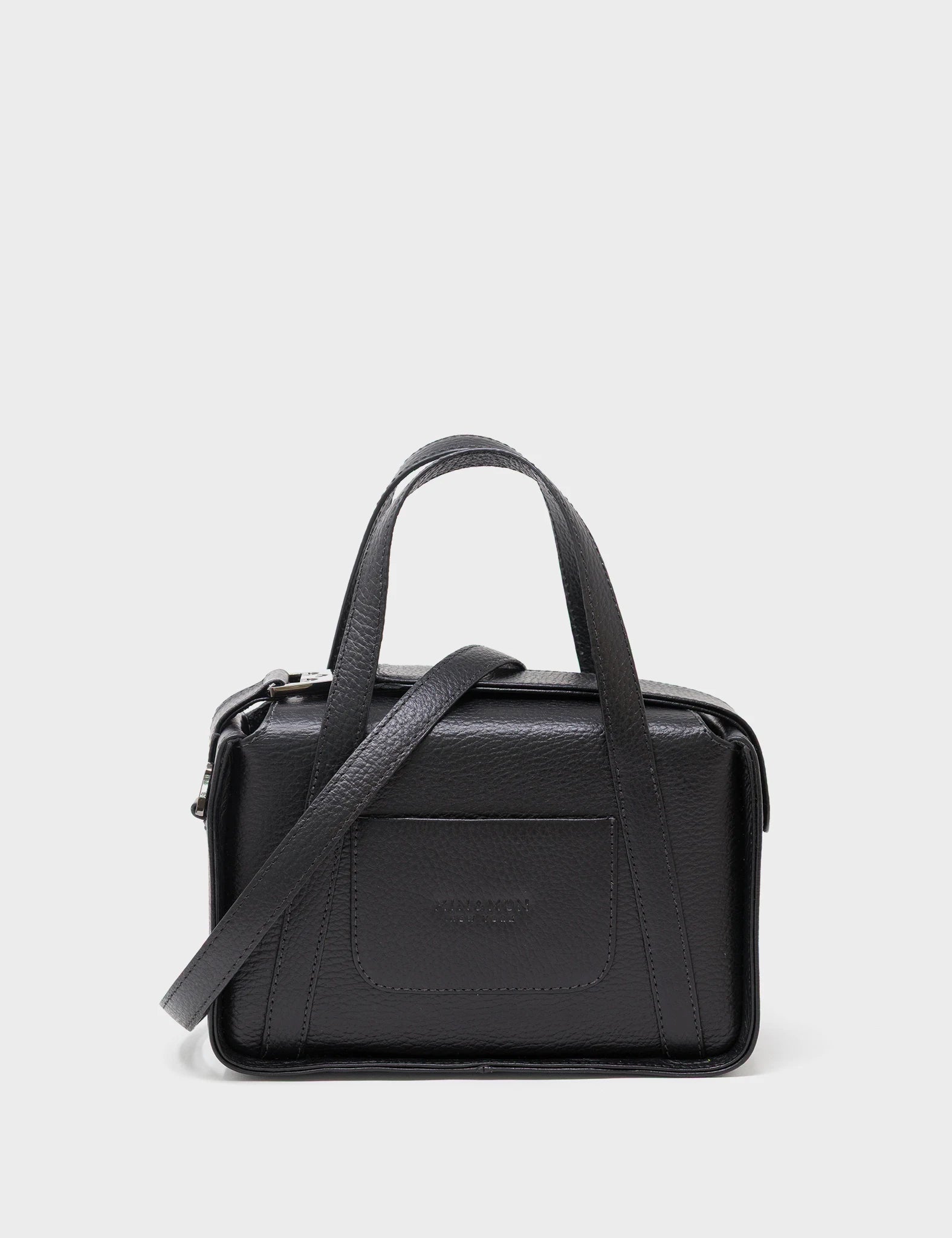 Benji Small Crossbody Black Leather Bag - Look Up - Back View