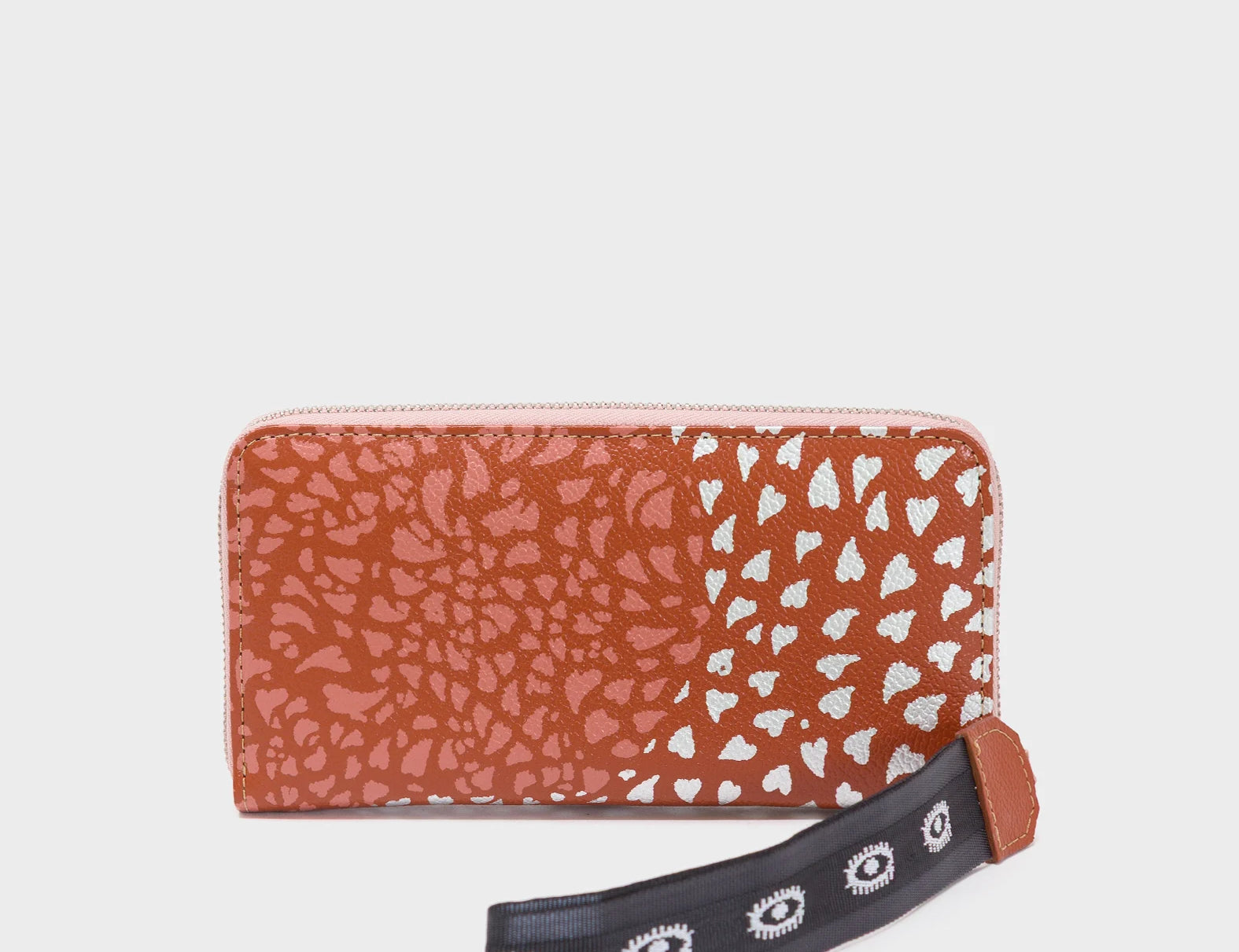 Francis Baked City Brown Leather Wallet - Wild Heart Embroidery - Side view