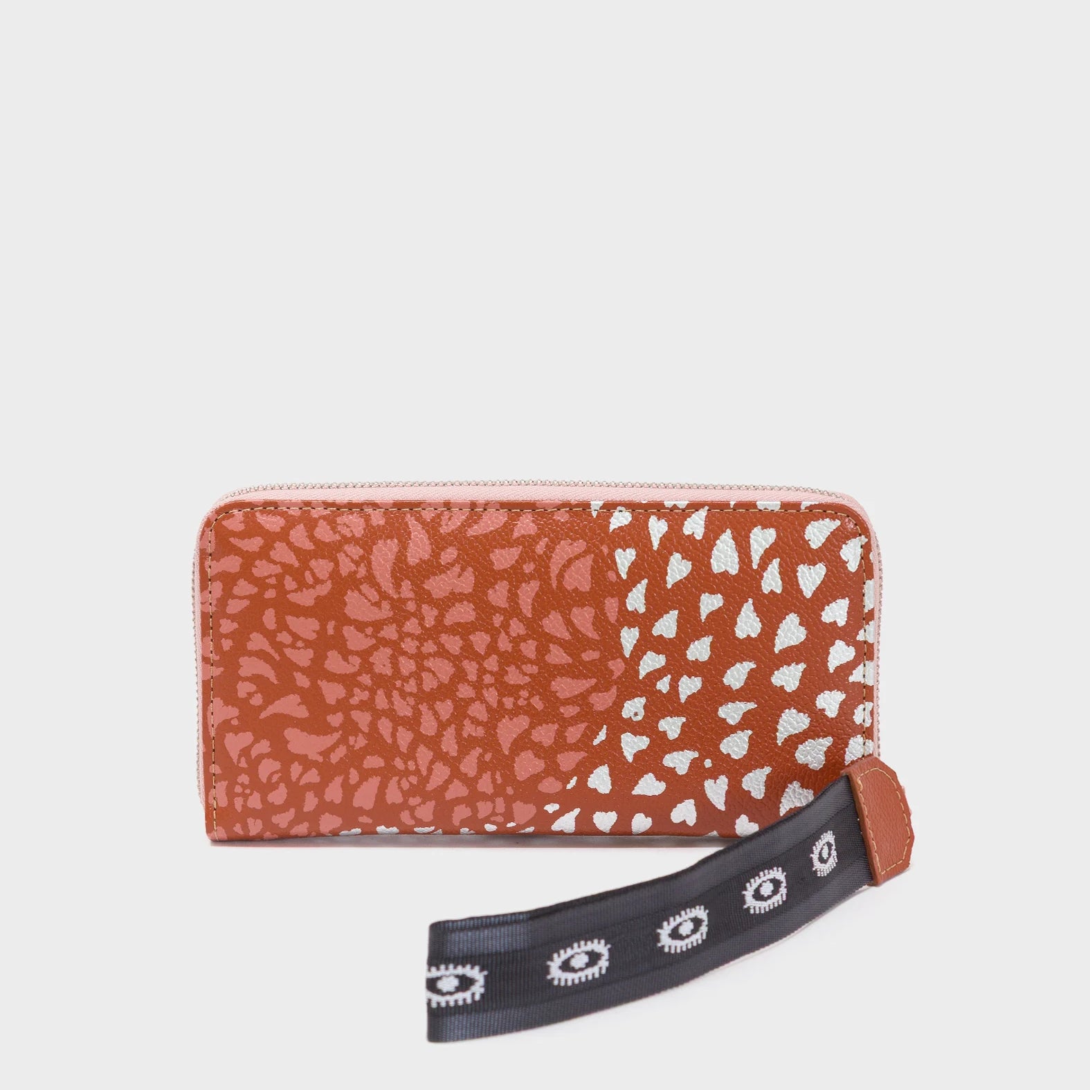 Francis Baked City Brown Leather Wallet - Wild Heart Embroidery - Side view