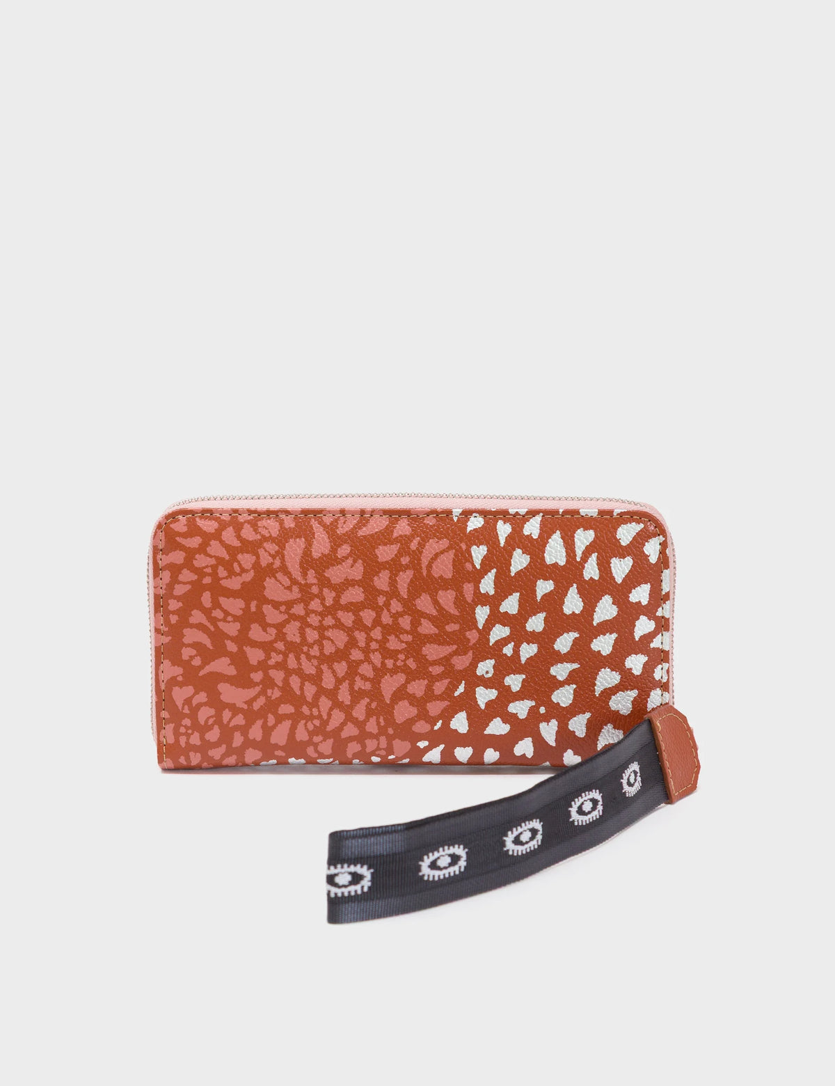 Francis Baked City Brown Leather Wallet - Wild Heart Embroidery - Side view