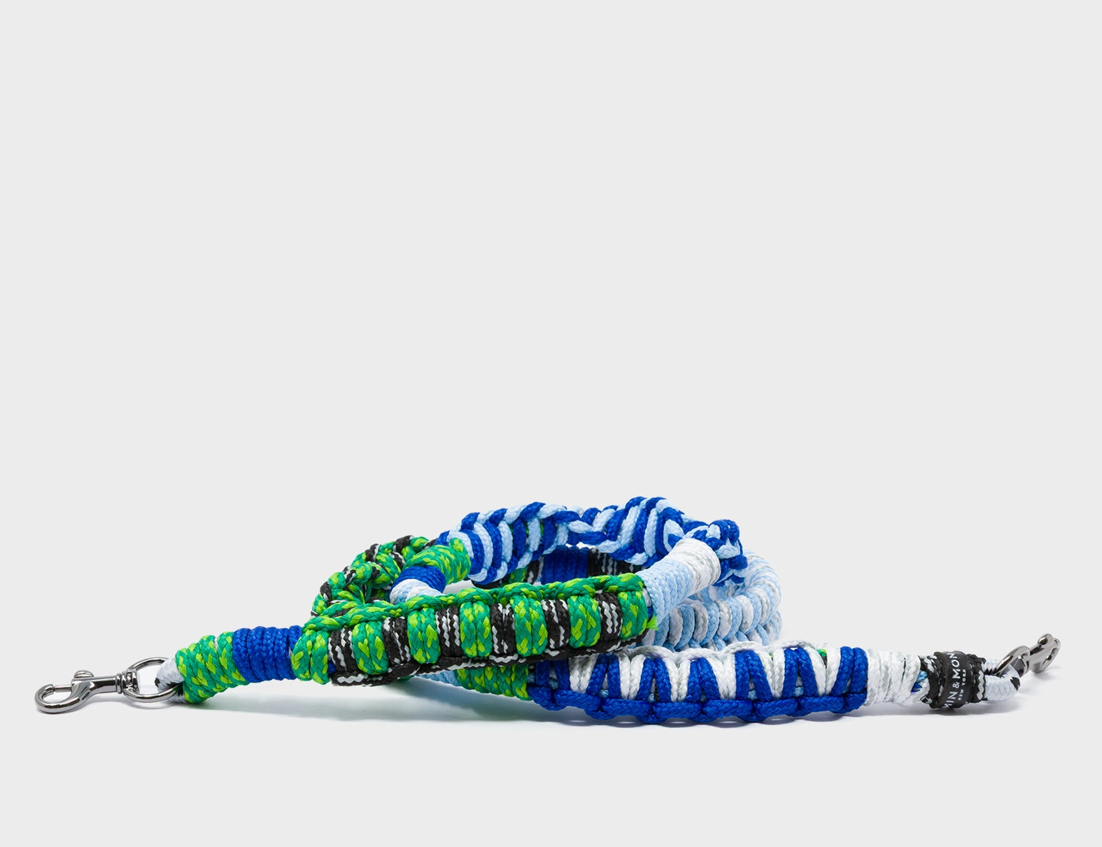 Detachable Shoulder Strap - Blue and Green and White  Handwoven Paracord - Main