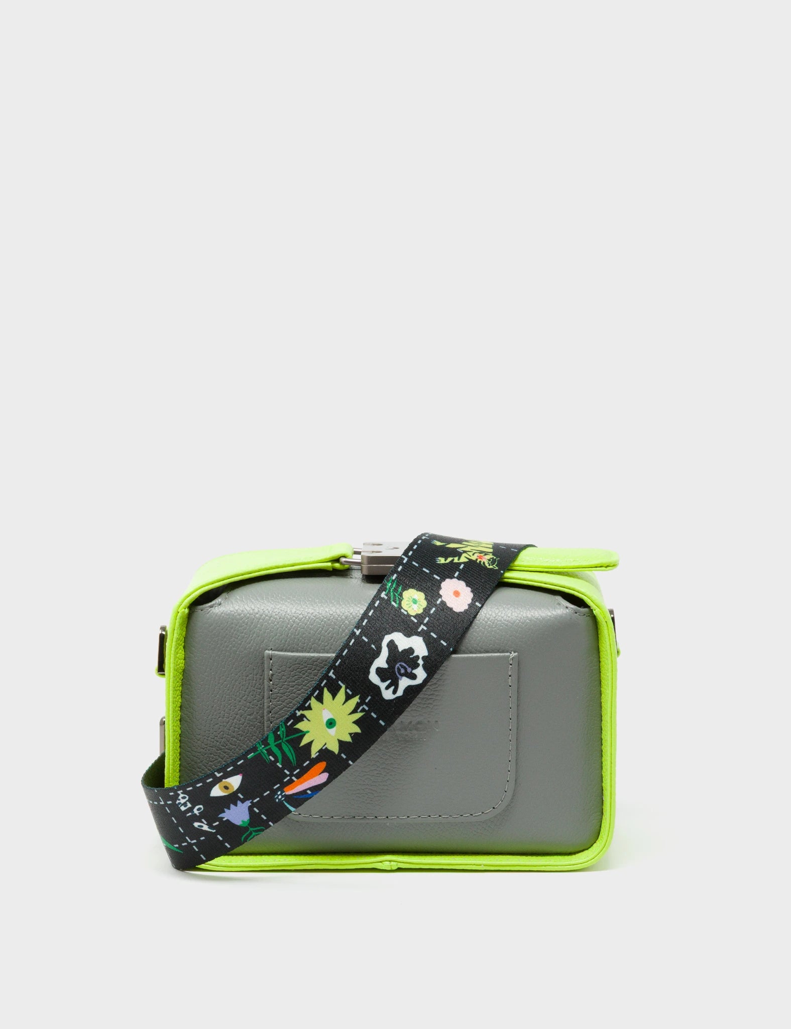 Benji Micro Crossbody Sharp Green and Gray Leather Bag - Floralia Embroidery - Back