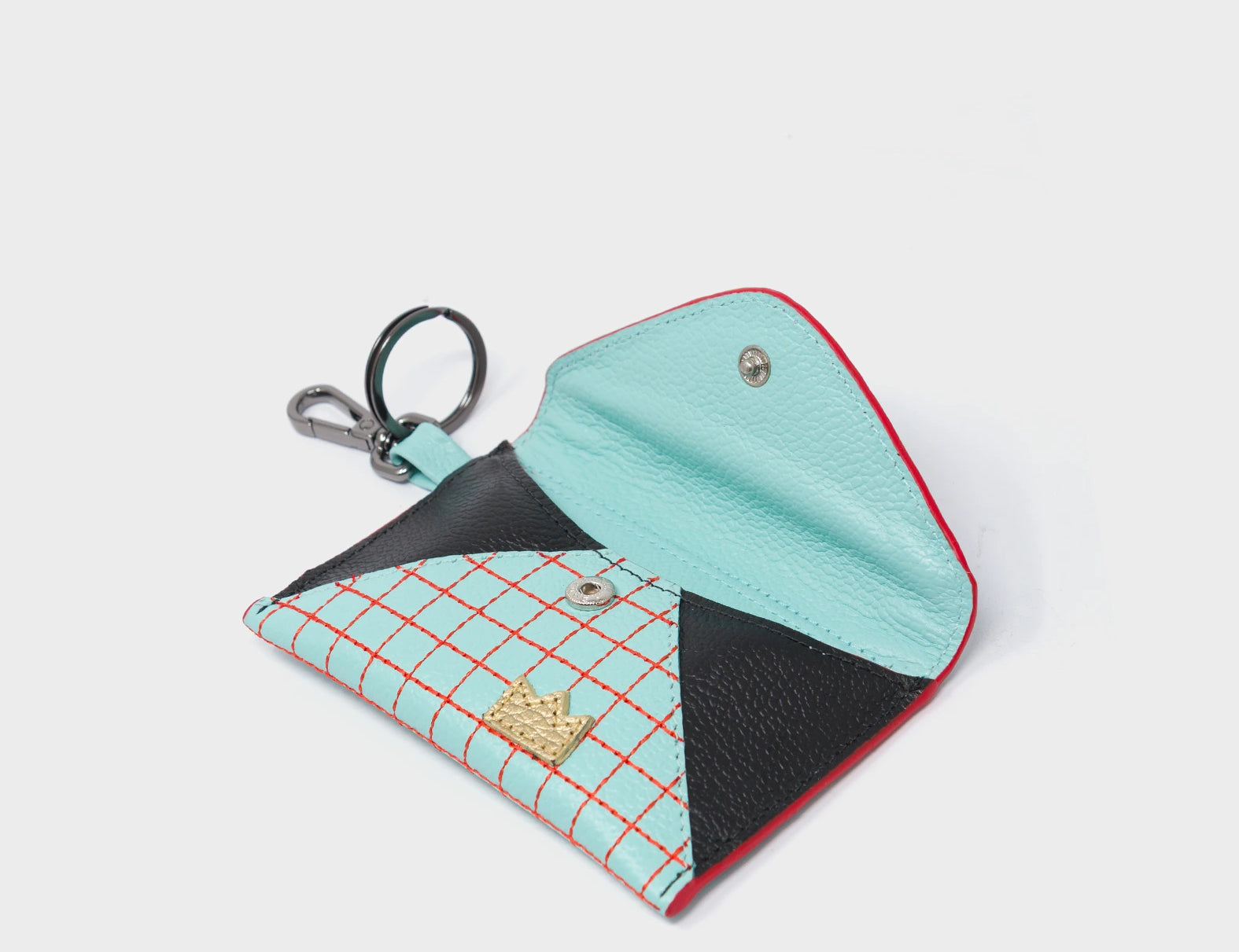 Fabian Eggshell Blue Leather Wallet - Lovestitch Design - open
