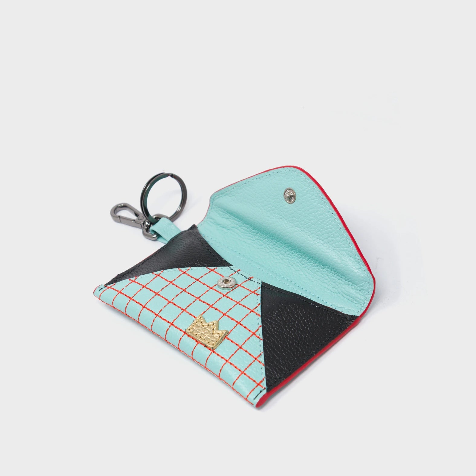 Fabian Eggshell Blue Leather Wallet - Lovestitch Design - open