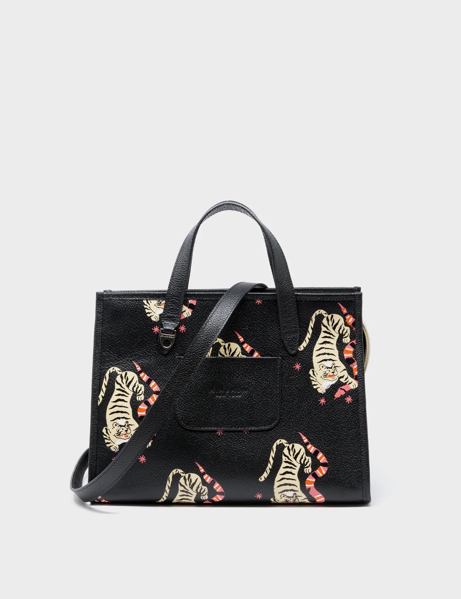 Simon Black Leather Medium Handbag - Creatures of the Future Design - Back