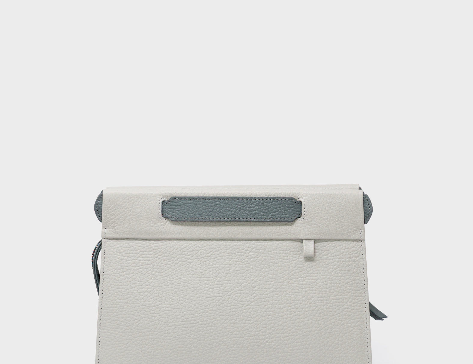 Vali Crossbody Moonwalk Gray and Oceanic Green Leather Bag - All Over Eyes Embroidery - Front View