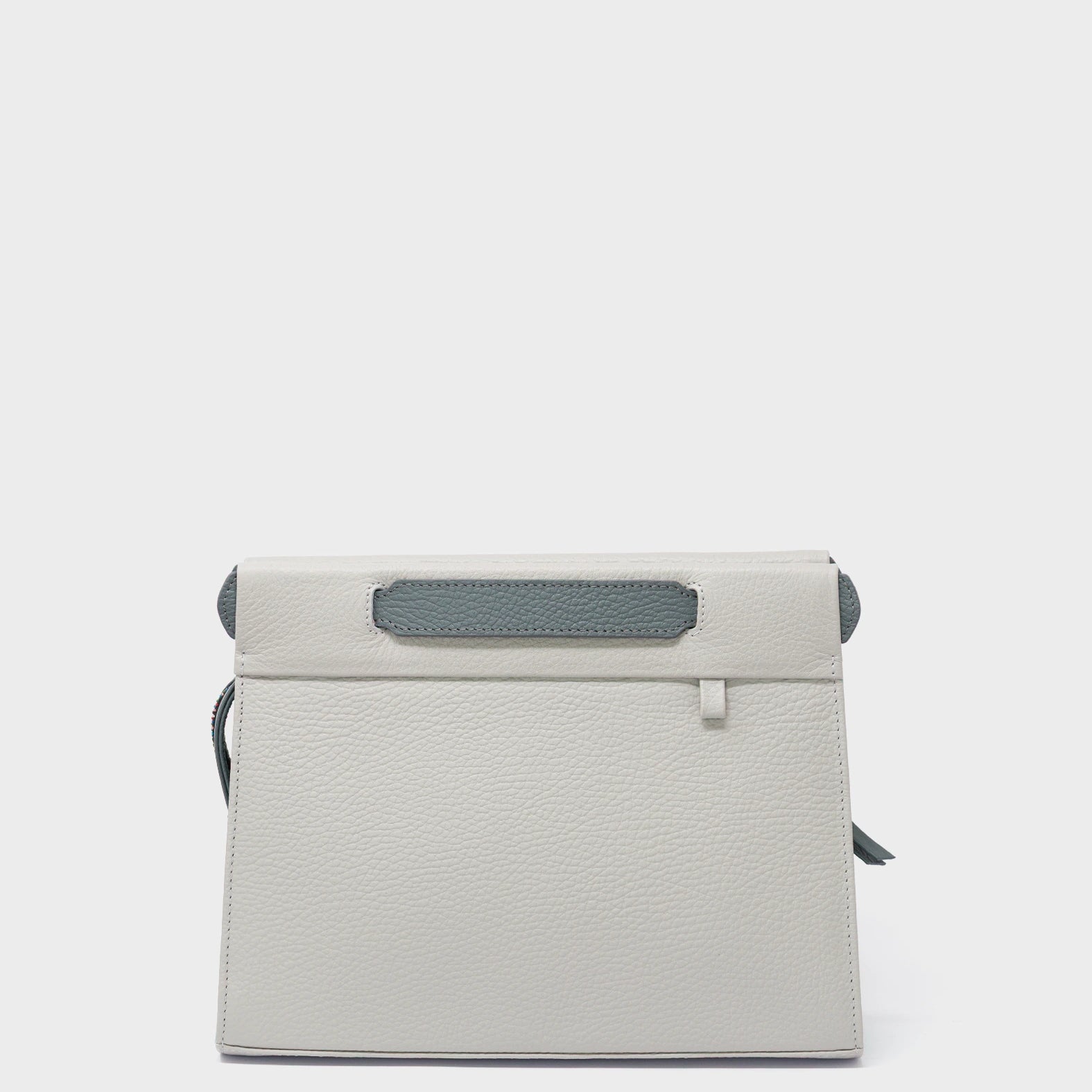 Vali Crossbody Moonwalk Gray and Oceanic Green Leather Bag - All Over Eyes Embroidery - Front View