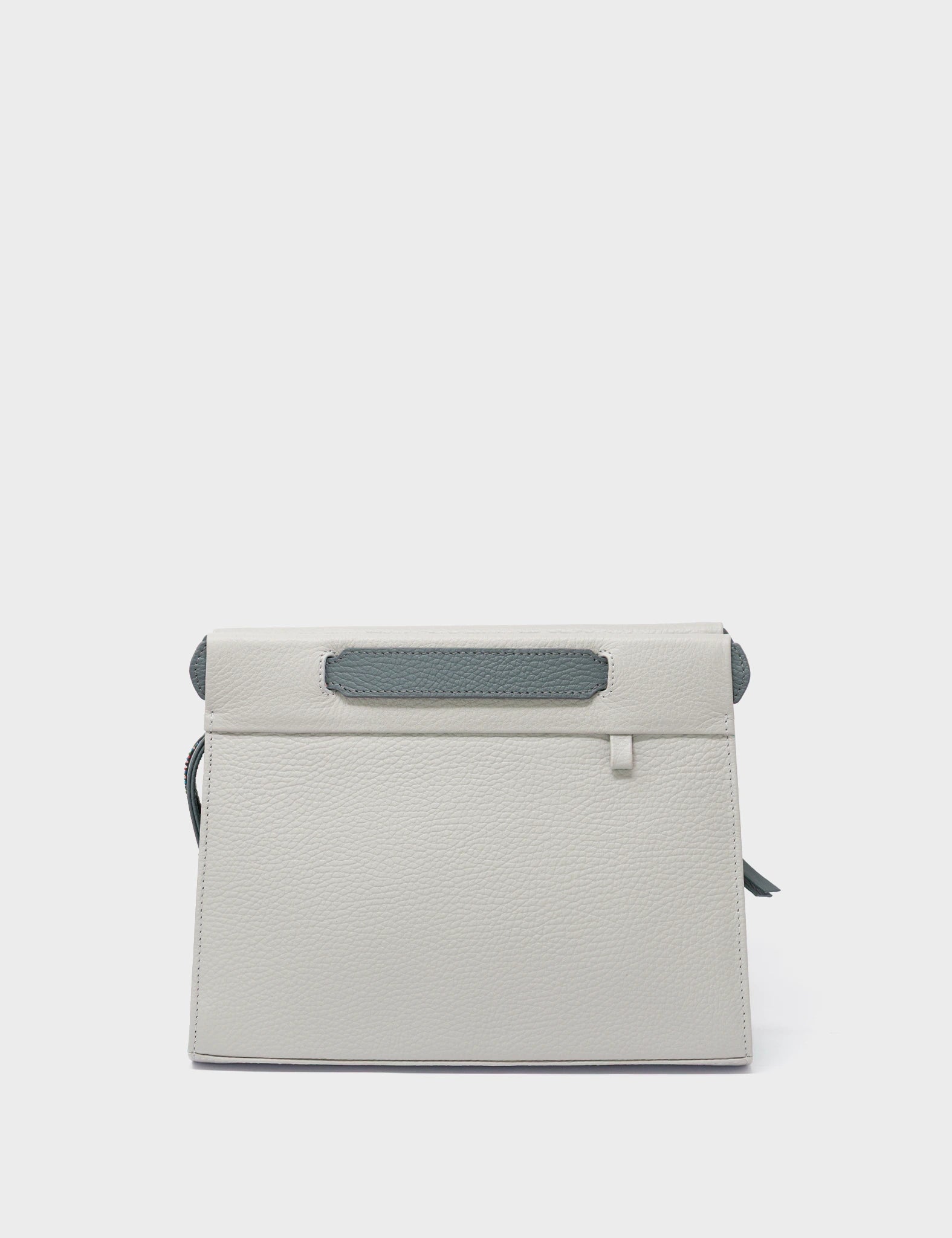 Vali Crossbody Moonwalk Gray and Oceanic Green Leather Bag - All Over Eyes Embroidery - Front View