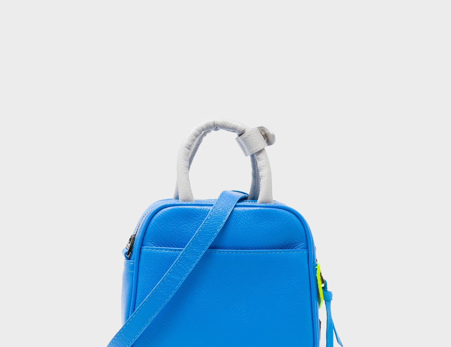 Marino Mini Crossbody Ibiza Blue Leather Bag - Floralia Design - Back