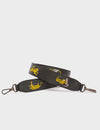 Detachable Black Leather Shoulder Strap - Retro Tiger Embroidery 