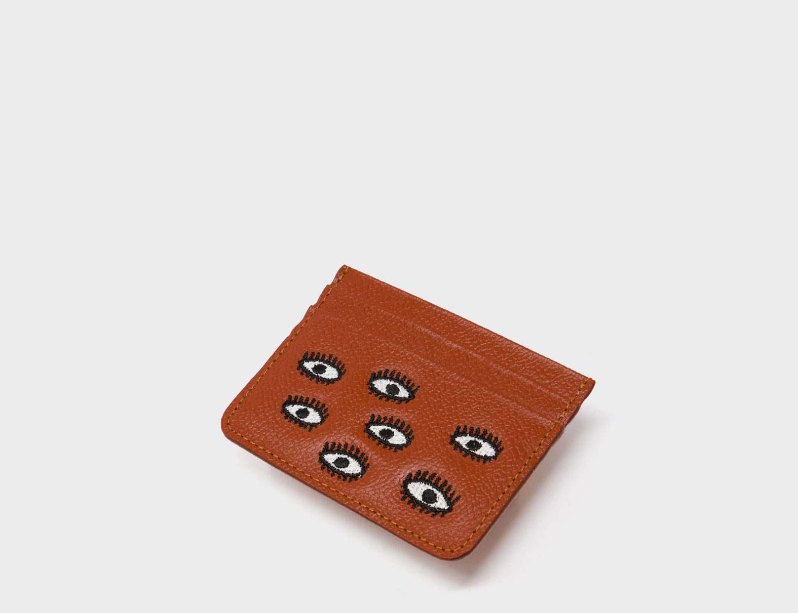 Filium Baked City Leather Cardholder - All Over Eyes Embroidery - Side