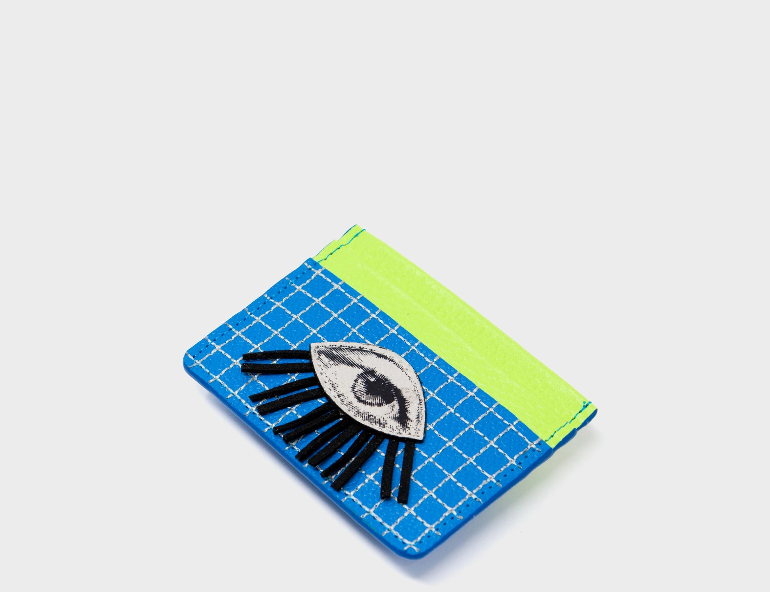 Filium Ibiza Blue Leather Cardholder - Eye Applique - Side