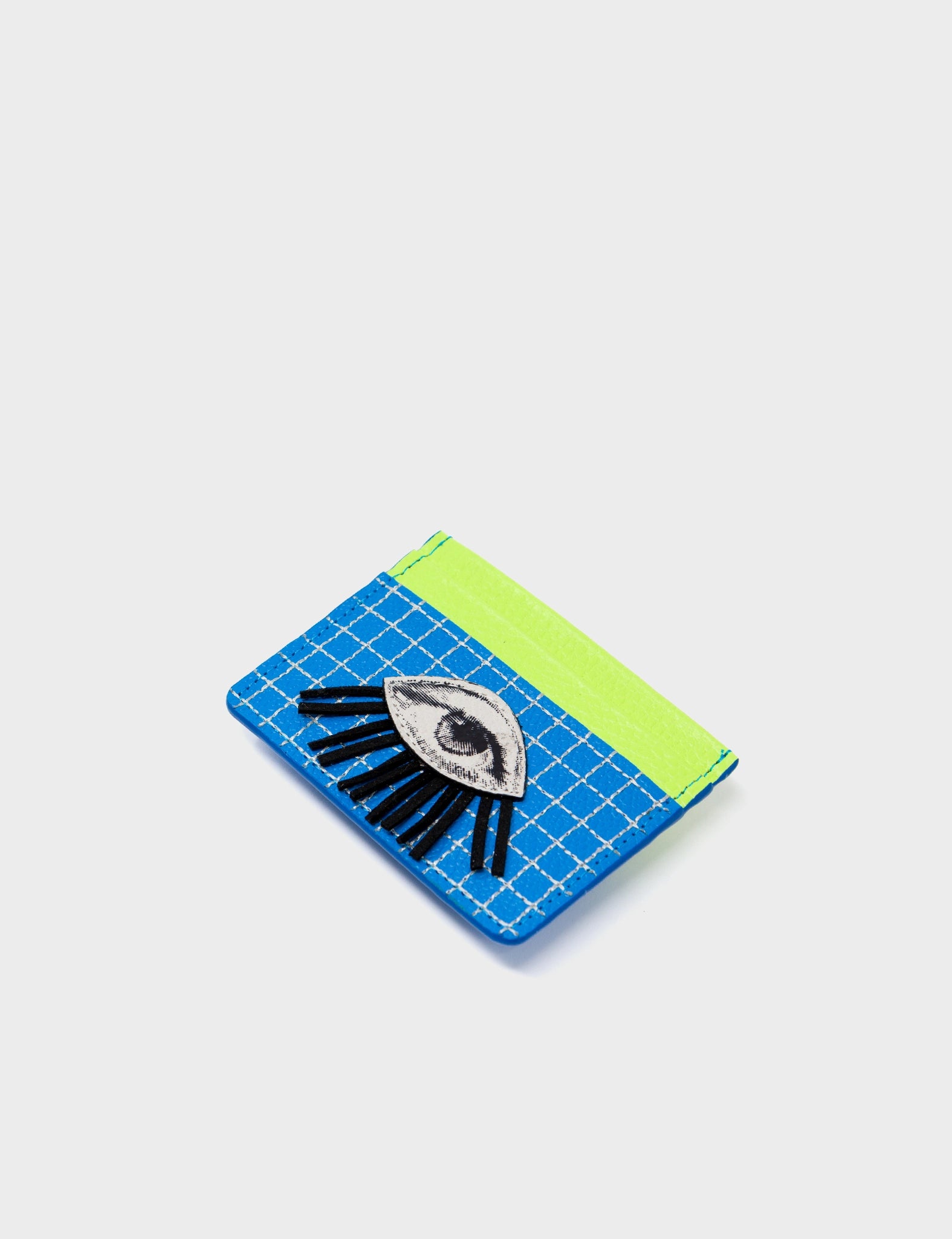 Filium Ibiza Blue Leather Cardholder - Eye Applique - Side