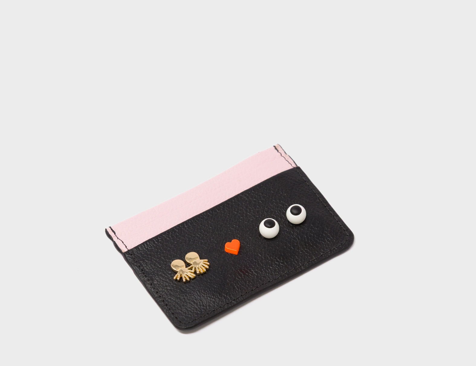 Filium Black Leather Cardholder - Studs - Side