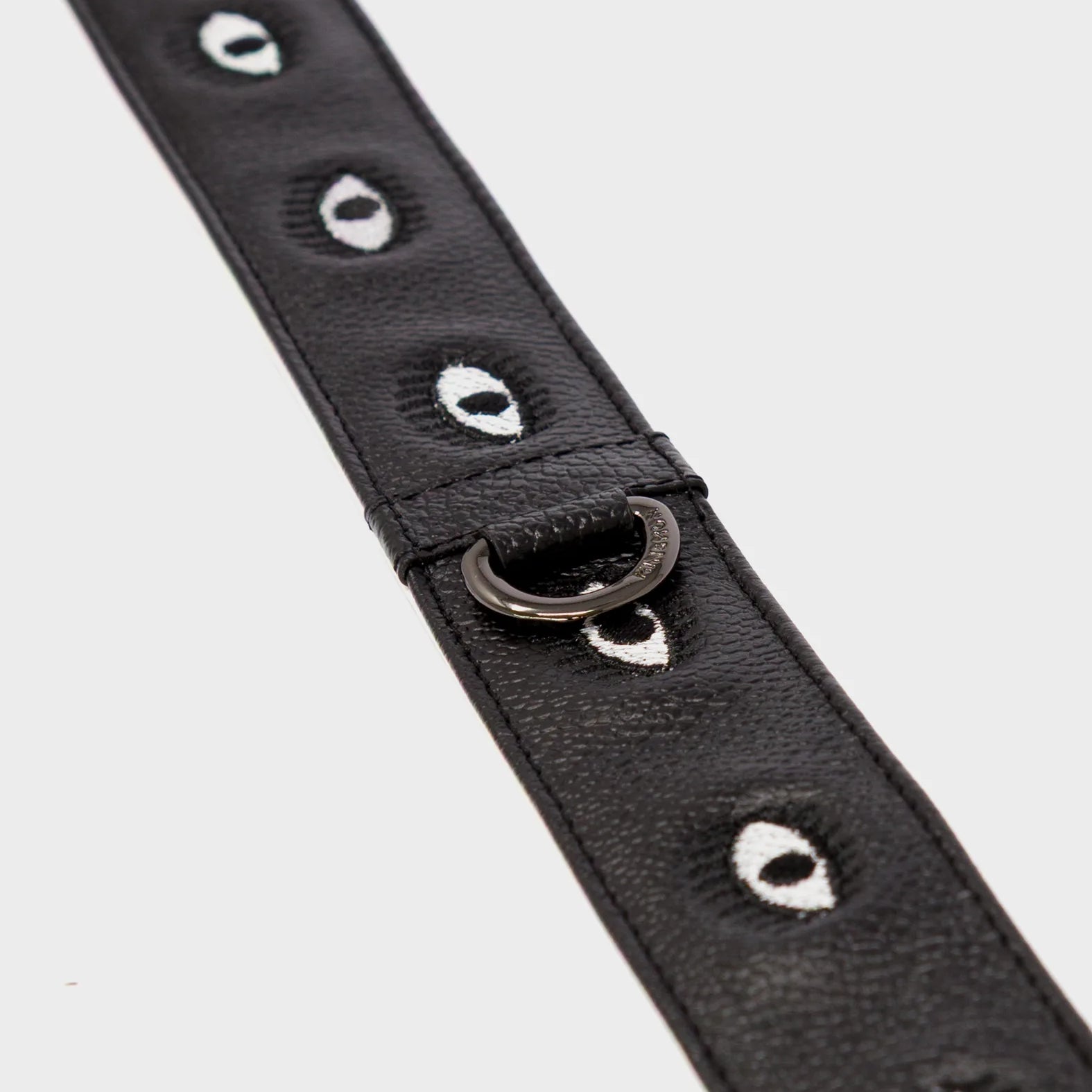 Detachable Black Leather Shoulder Strap - All Over Eyes Embroidery - Detail