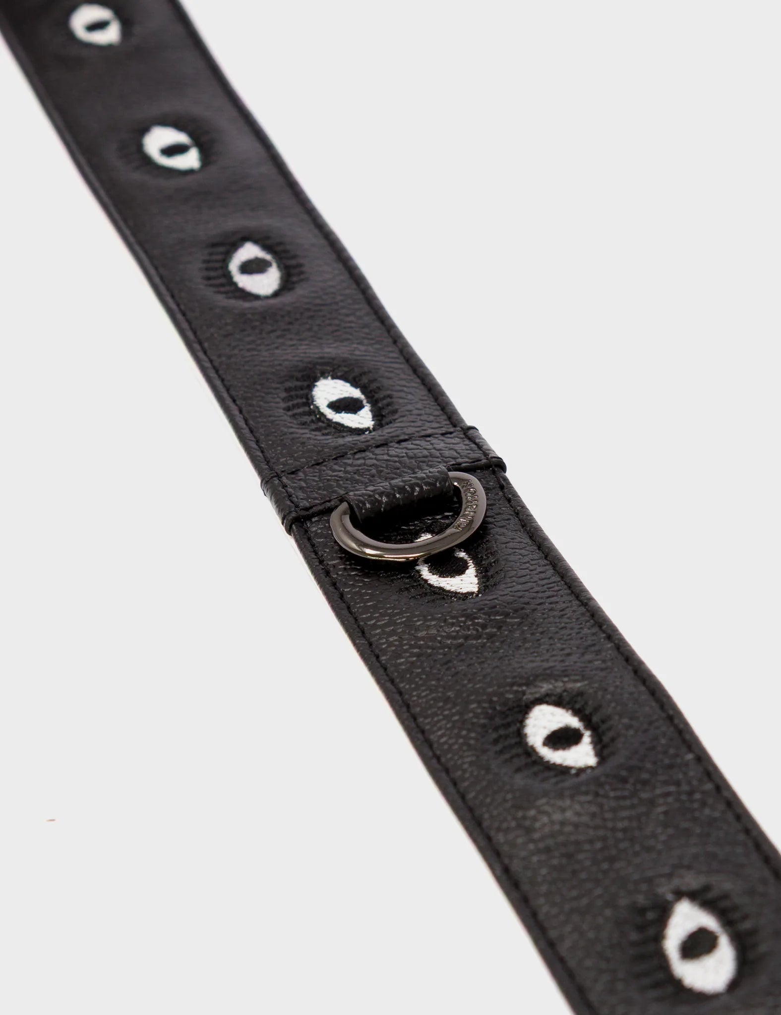 Detachable Black Leather Shoulder Strap - All Over Eyes Embroidery - Detail