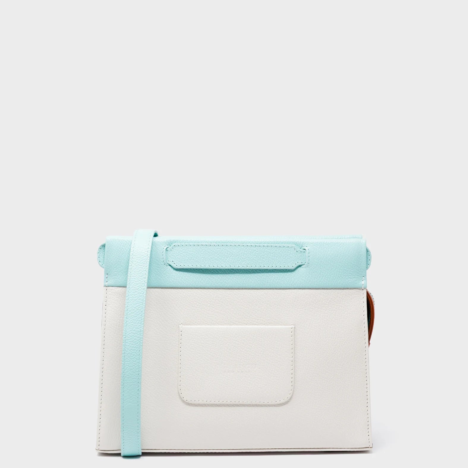 Vali Crossbody Cream Leather Bag - Happy Tiger Embroidery - Back View