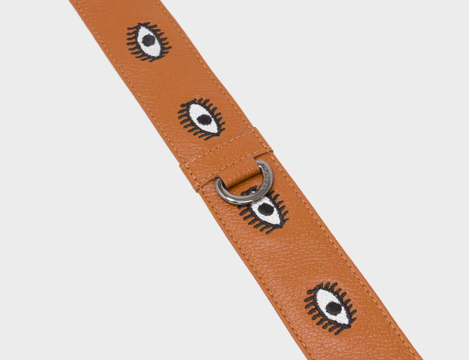 Detachable Caramel Leather Shoulder Strap - All Over Eyes Embroidery - detail View