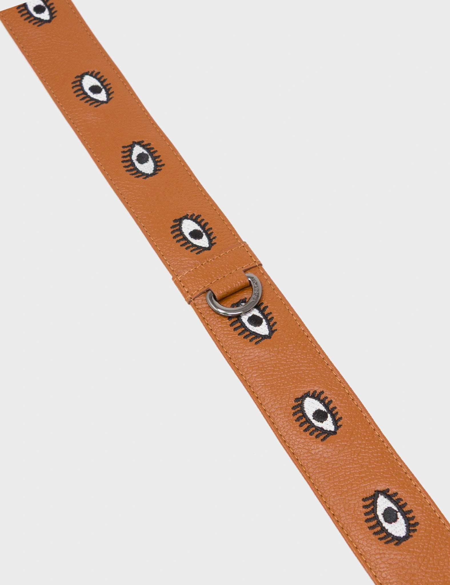 Detachable Caramel Leather Shoulder Strap - All Over Eyes Embroidery - detail View