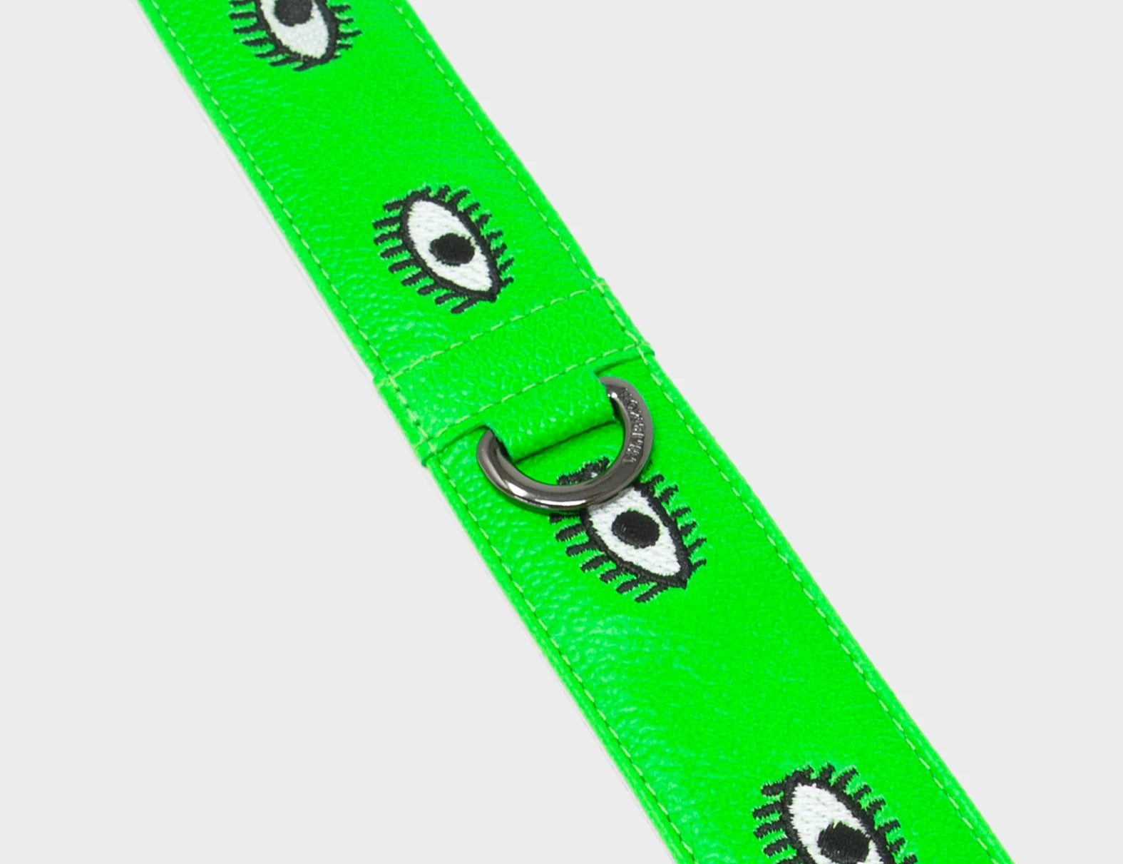 Detachable Neon Green Leather Shoulder Strap - All Over Eyes Embroidery - Detail