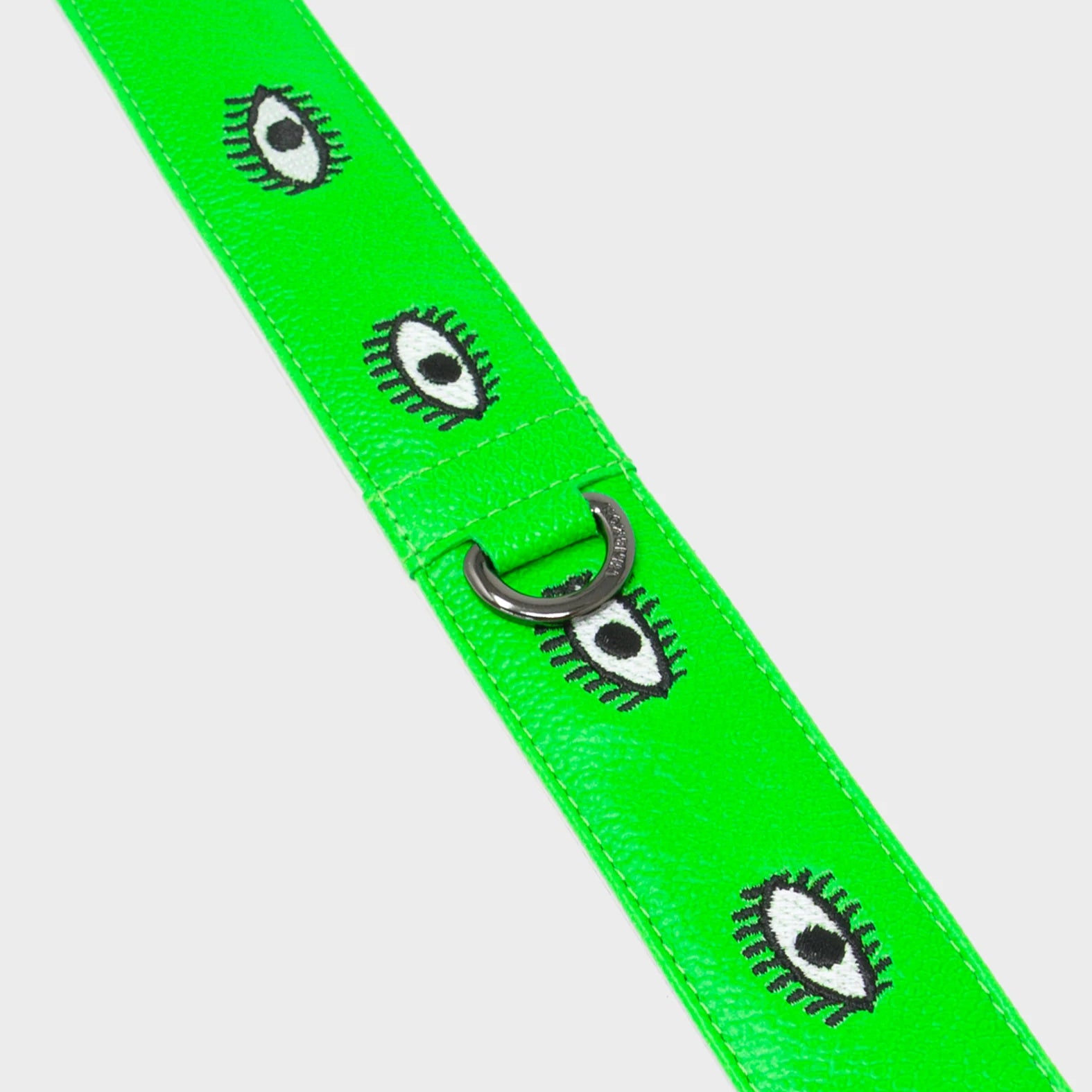 Detachable Neon Green Leather Shoulder Strap - All Over Eyes Embroidery - Detail