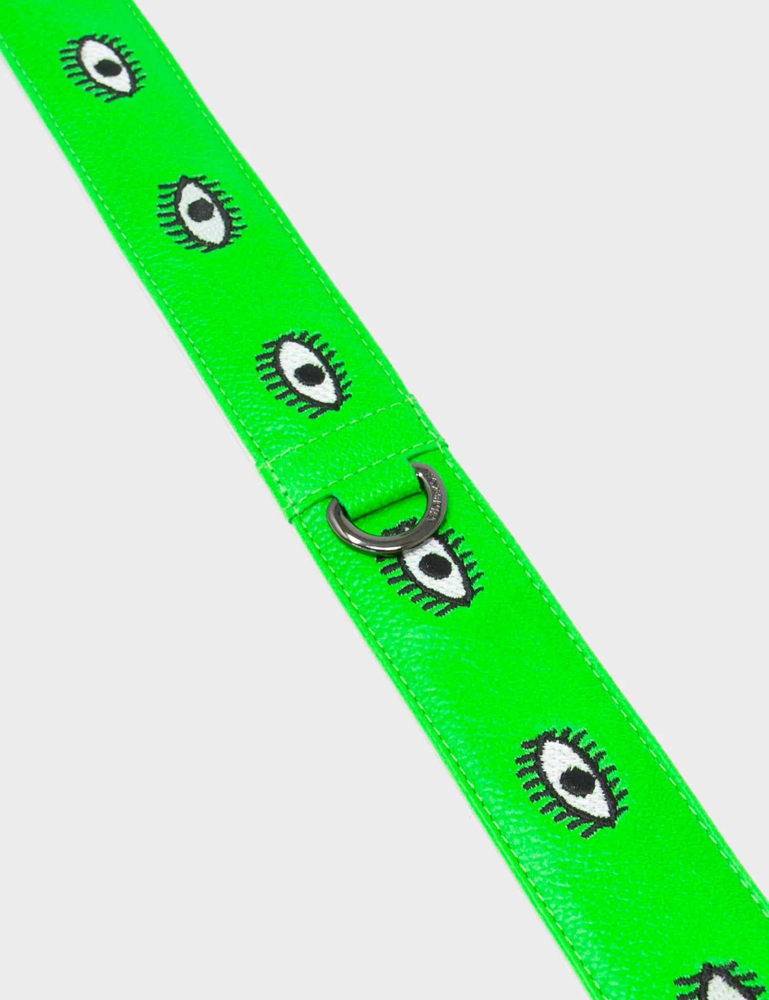 Detachable Neon Green Leather Shoulder Strap - All Over Eyes Embroidery - Detail