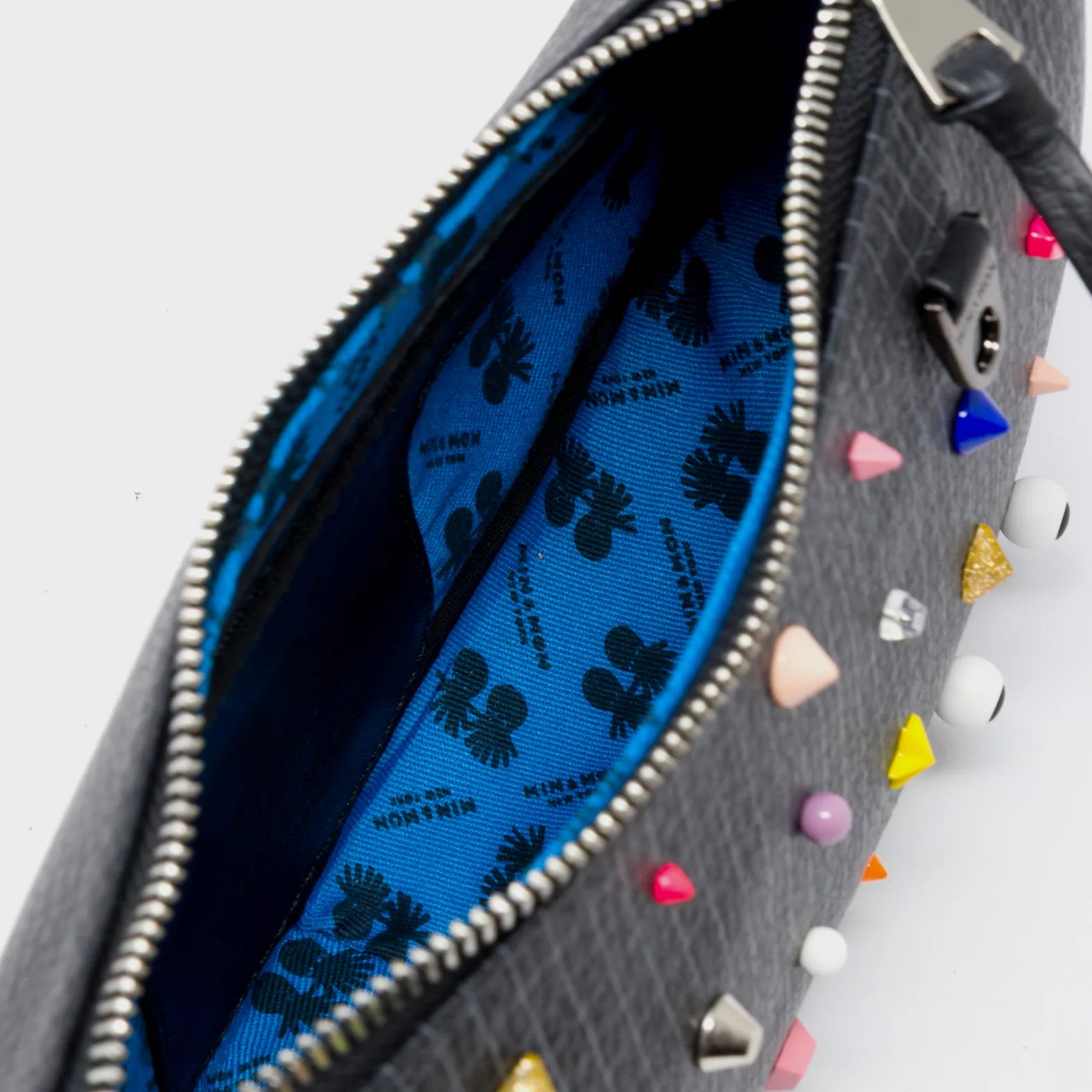 Lucas Hobo Mini Black Handbag - Studs Pattern - Open