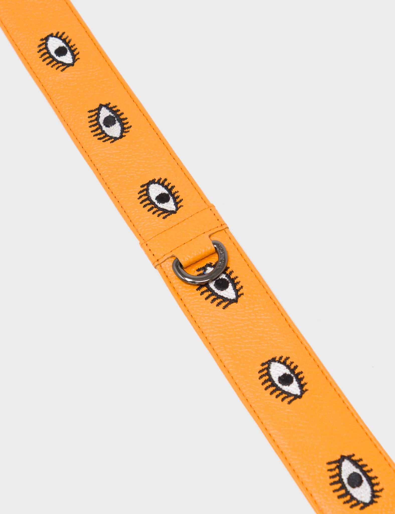 Detachable Flamingo Orange Leather Shoulder Strap - All Over Eyes Embroidery - Detail View