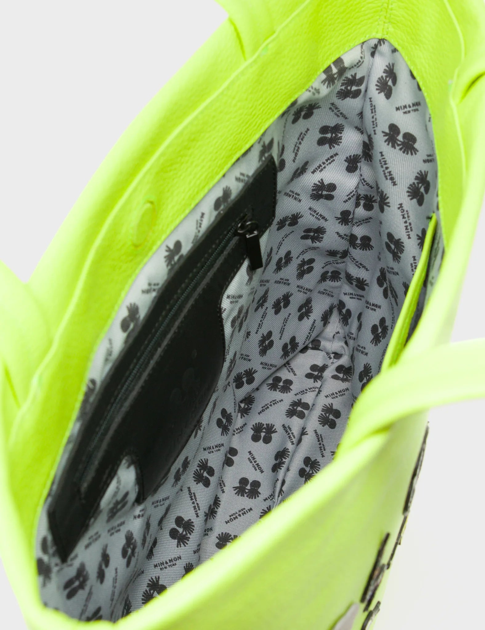 Matt Sharp Green Leather Tote Bag - Floralia Design - Inside View