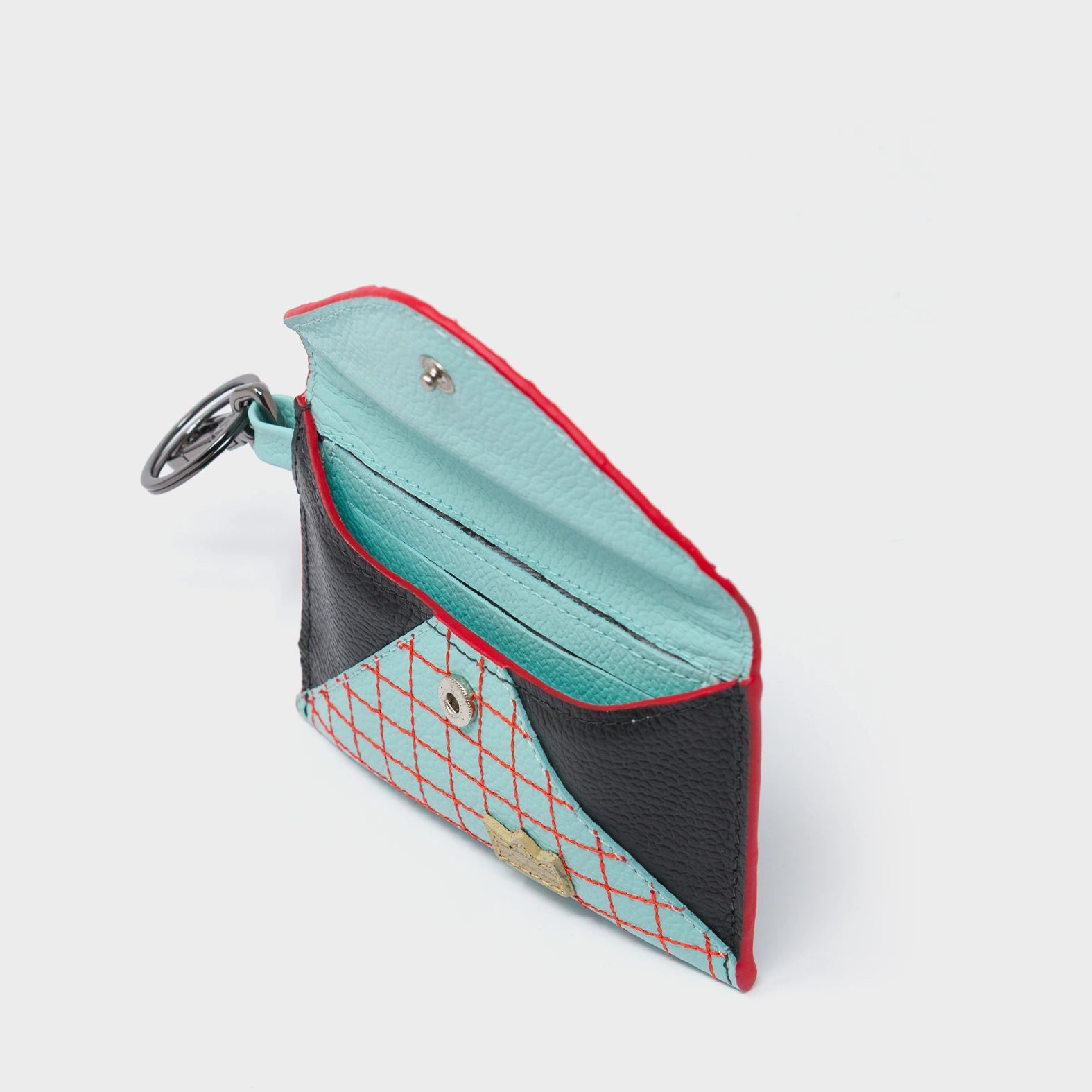 Fabian Eggshell Blue Leather Wallet - Lovestitch Design - open