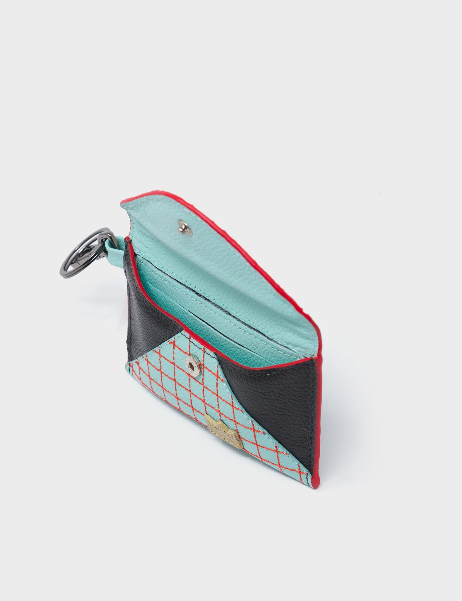 Fabian Eggshell Blue Leather Wallet - Lovestitch Design - open