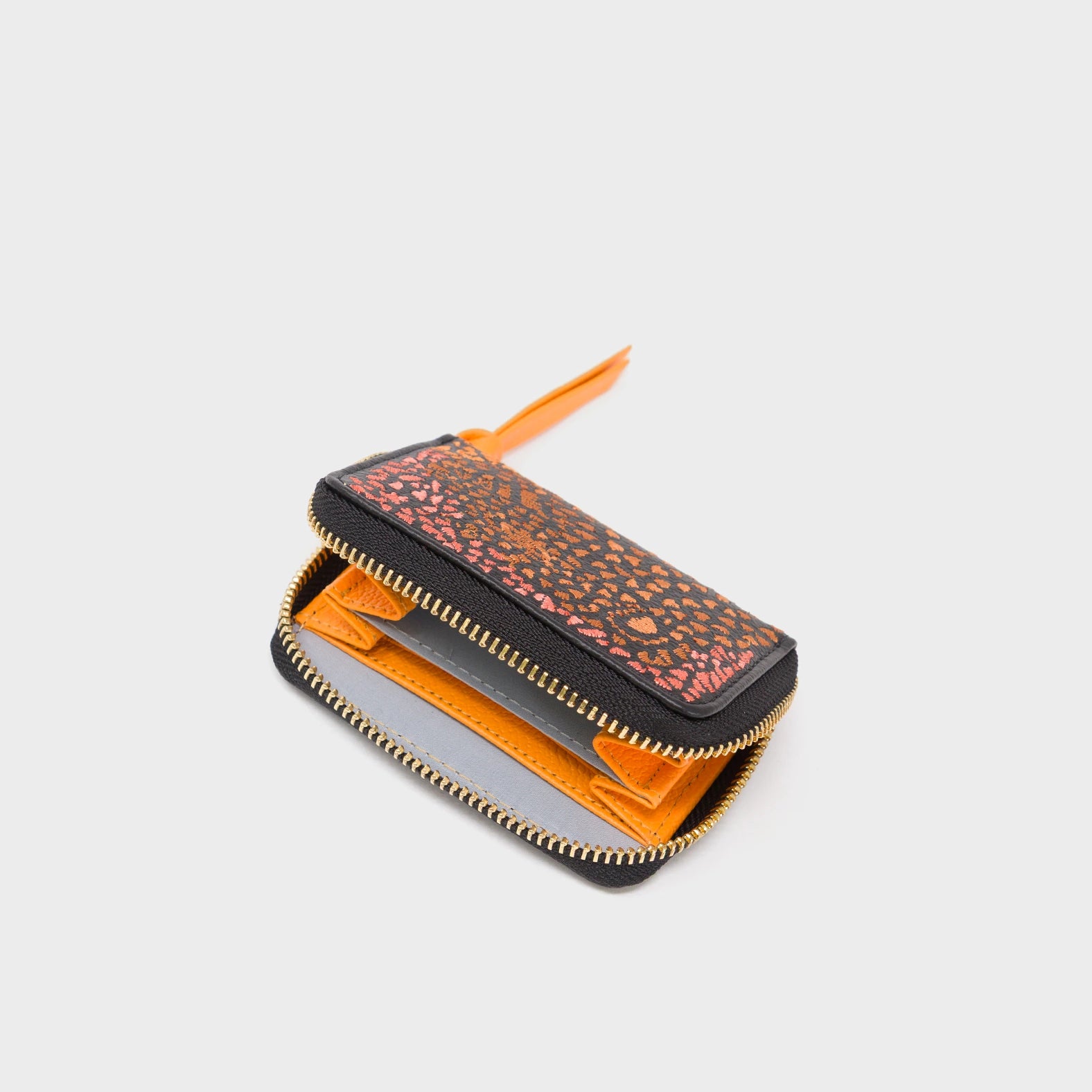 Frodo Black Zip Around Wallet - Wild Heart Embroidery - Open view
