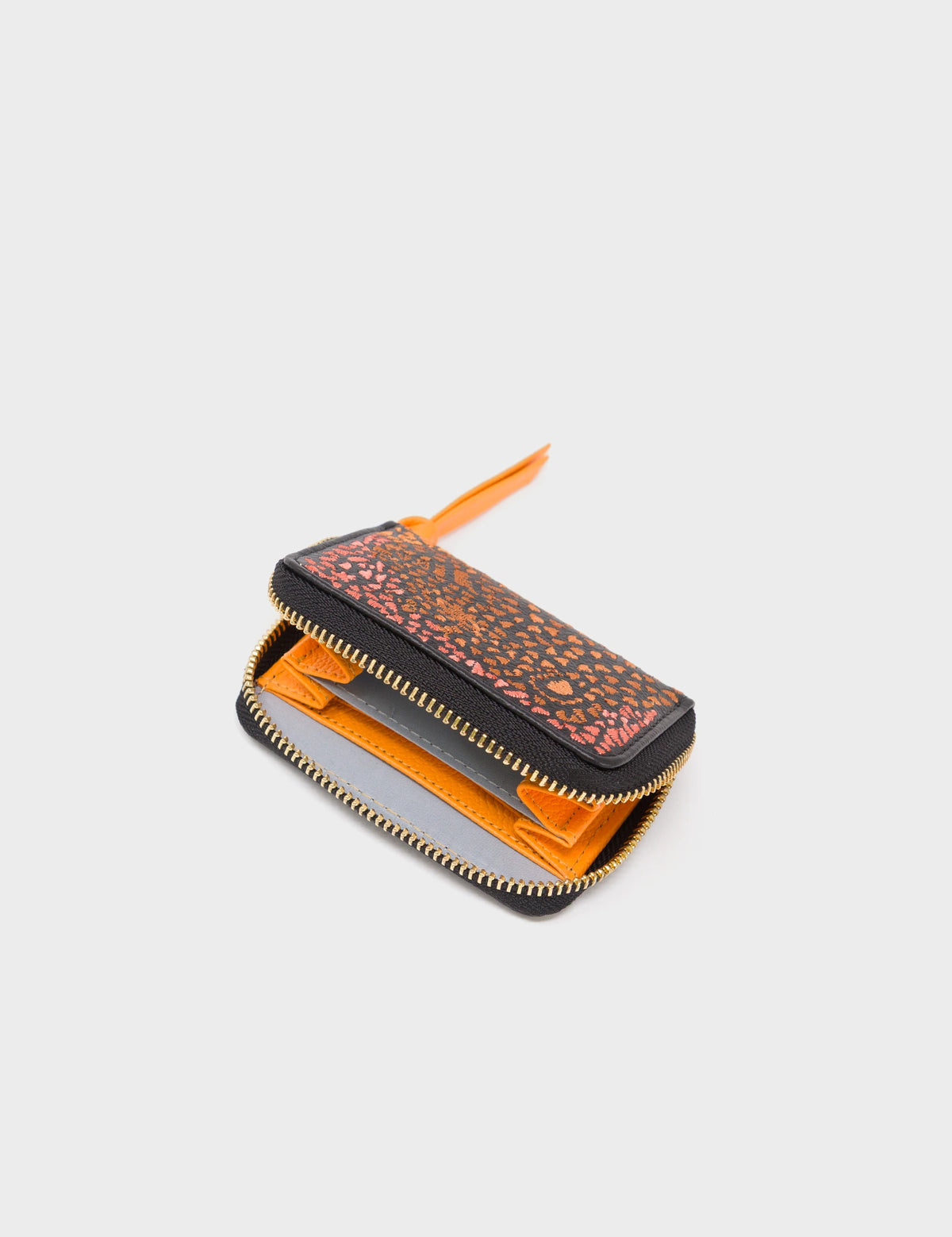 Frodo Black Zip Around Wallet - Wild Heart Embroidery - Open view