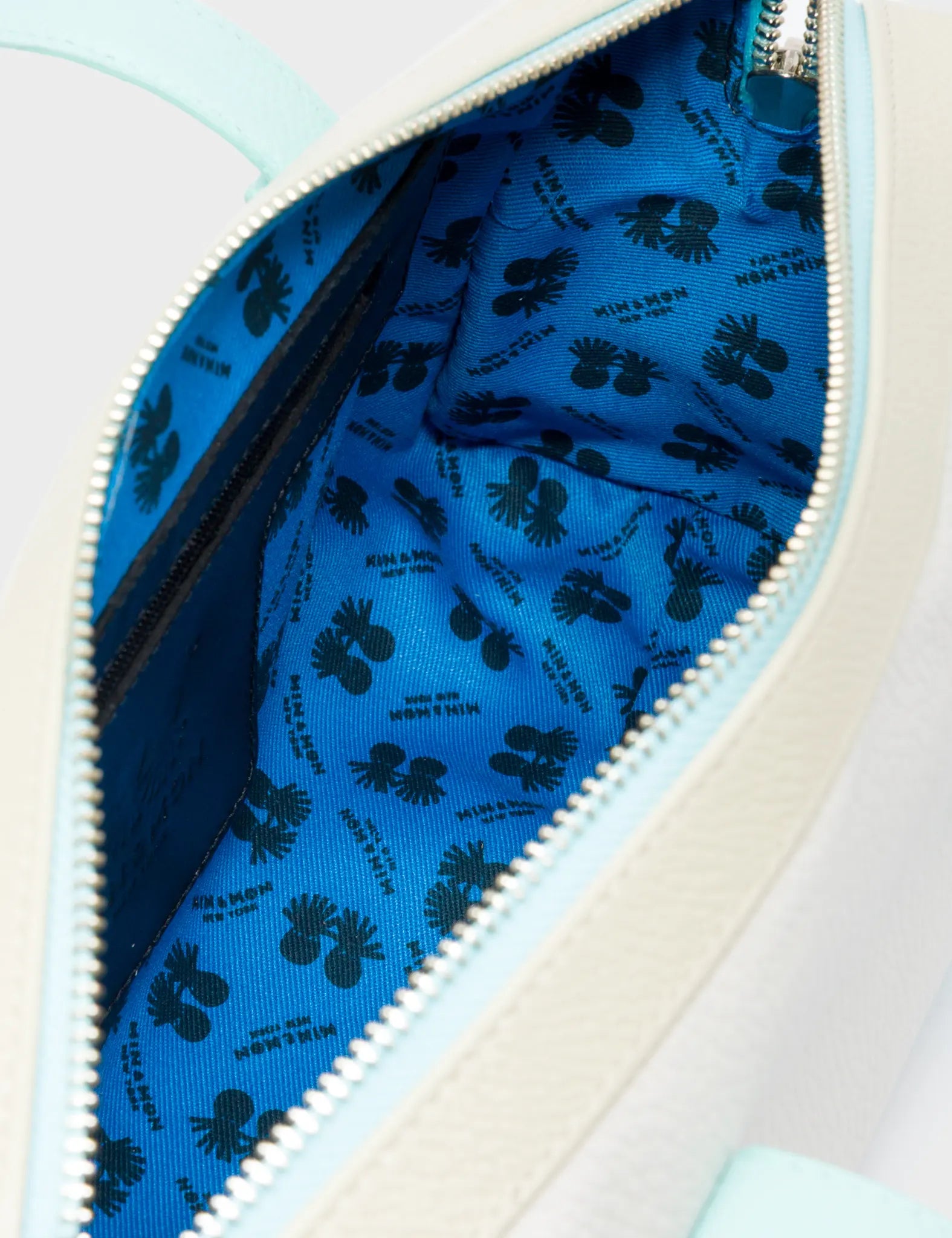 Esther Cream Satchel Mini Bag - All Over Eyes Embroidery - Inside