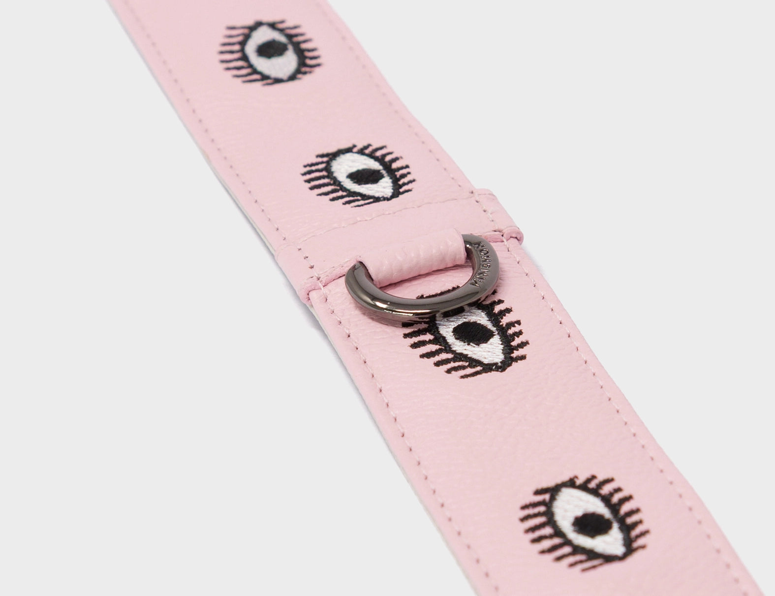 Detachable Parfait Pink Leather Shoulder Strap - All Over Eyes Embroidery - Detail