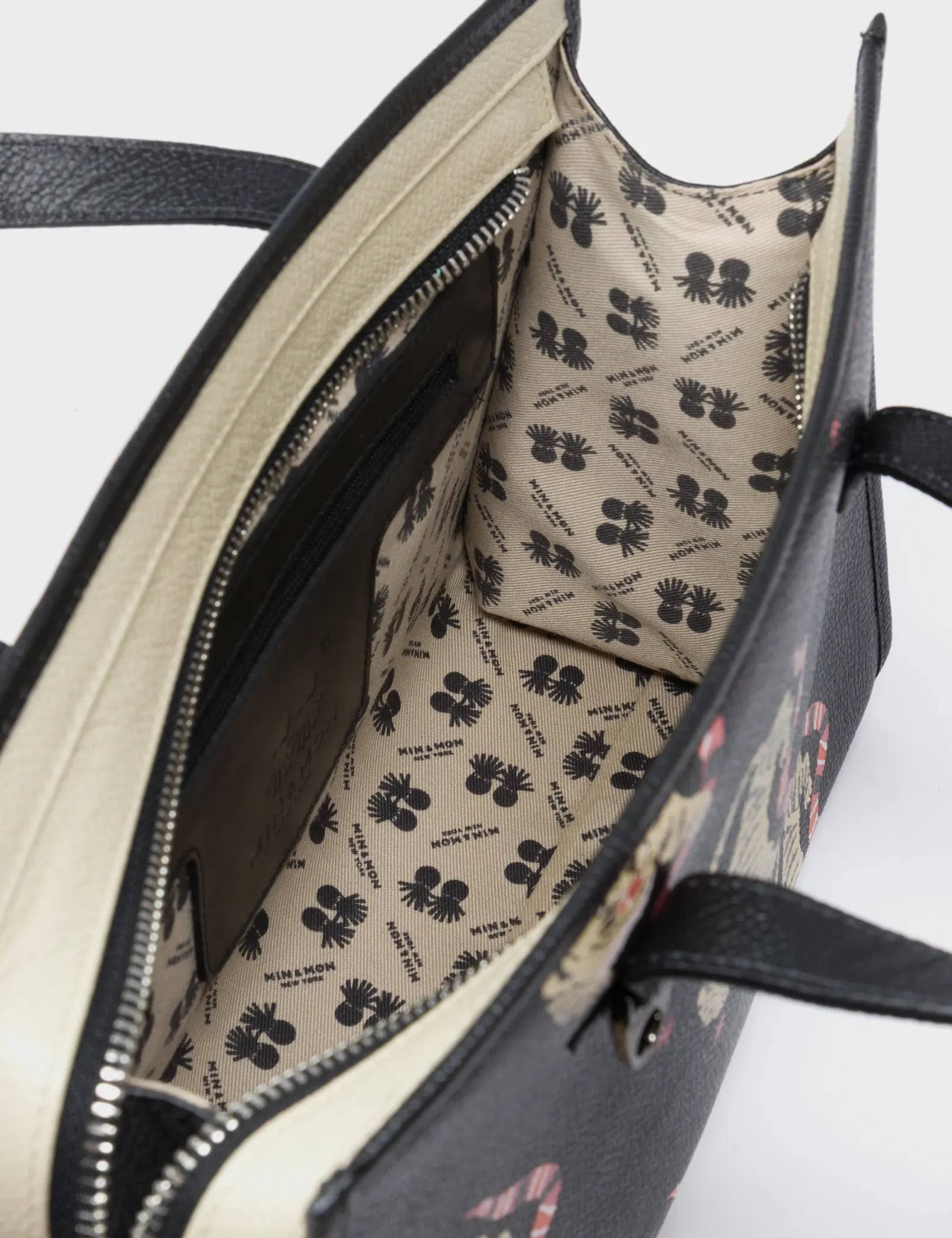 Simon Black Leather Medium Handbag - Creatures of the Future Design - Inside