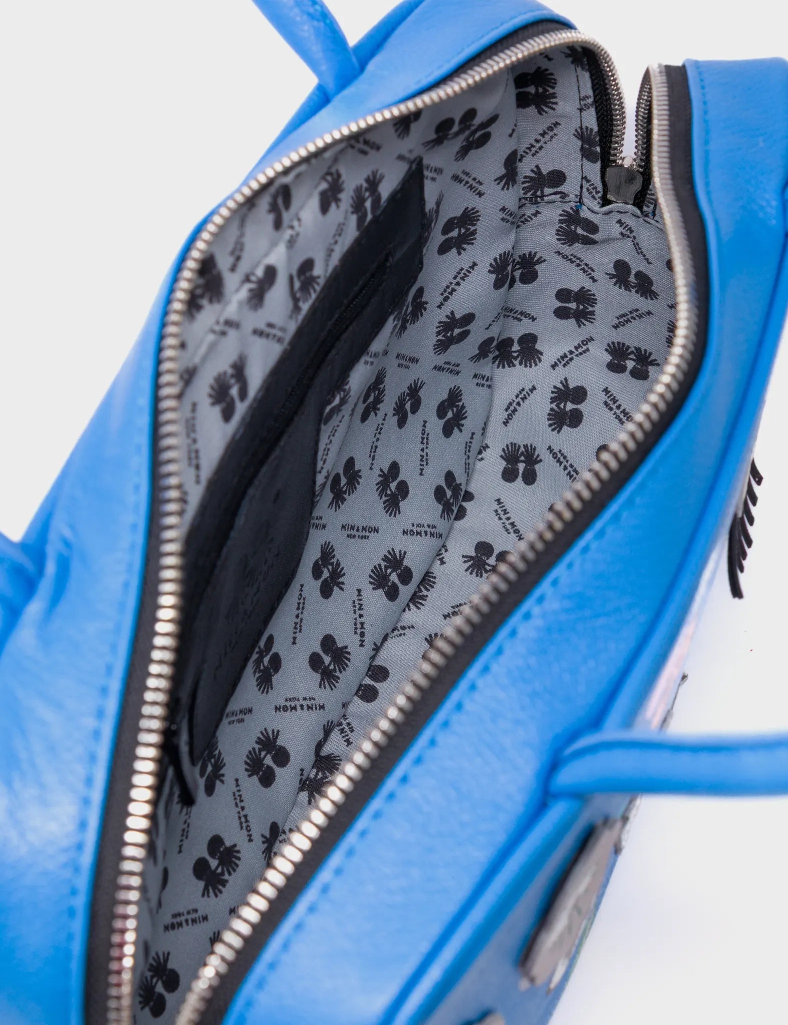 121 Shoulder Bag Ibiza Blue Leather - Floralia Design - Inside View