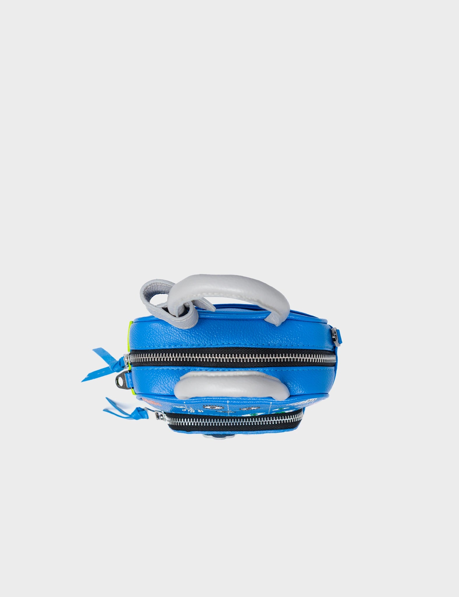 Marino Mini Crossbody Ibiza Blue Leather Bag - Floralia Design - Top