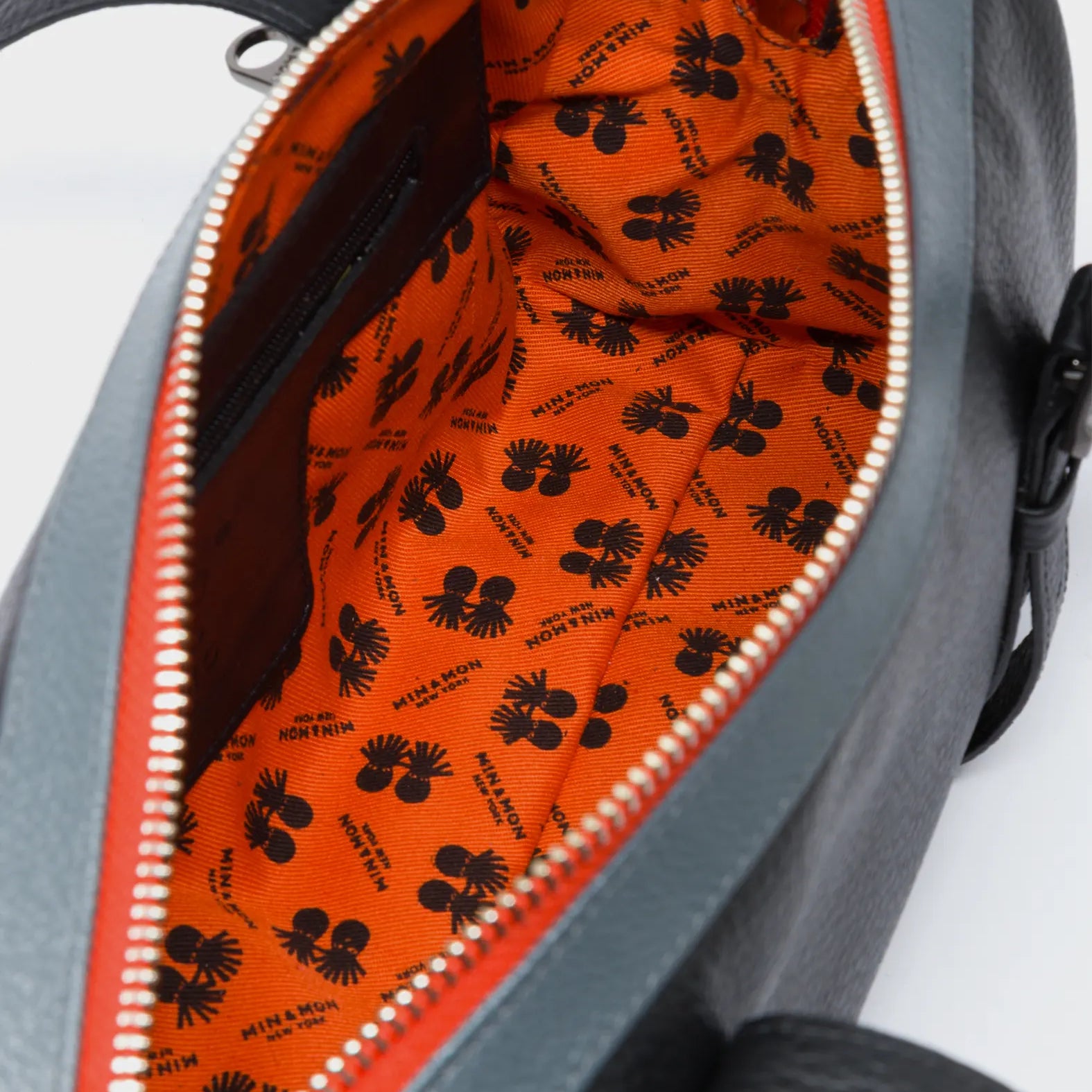 Esther Black Satchel Mini Bag - All Over Eyes Embroidery - Inside View
