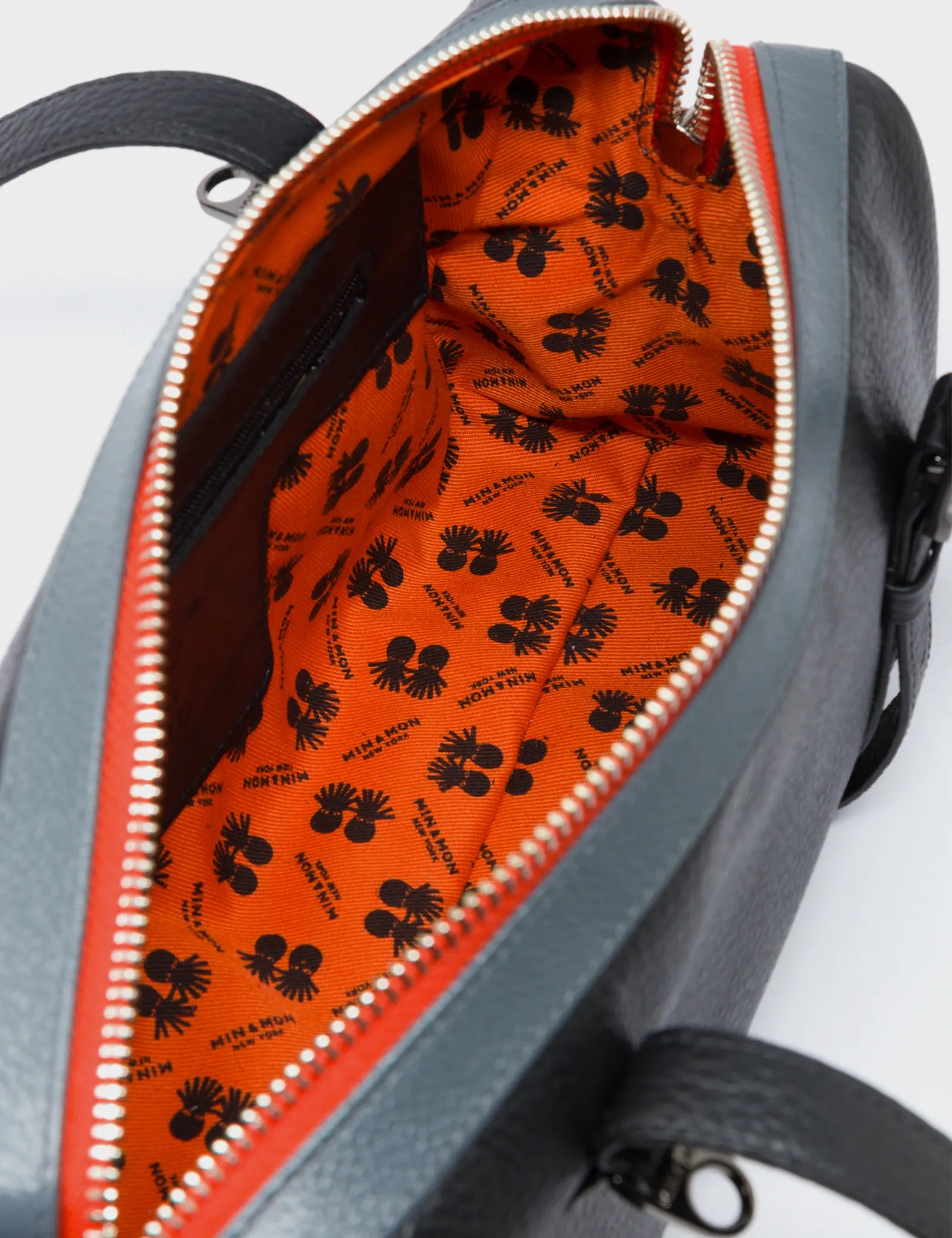 Esther Black Satchel Mini Bag - All Over Eyes Embroidery - Inside View