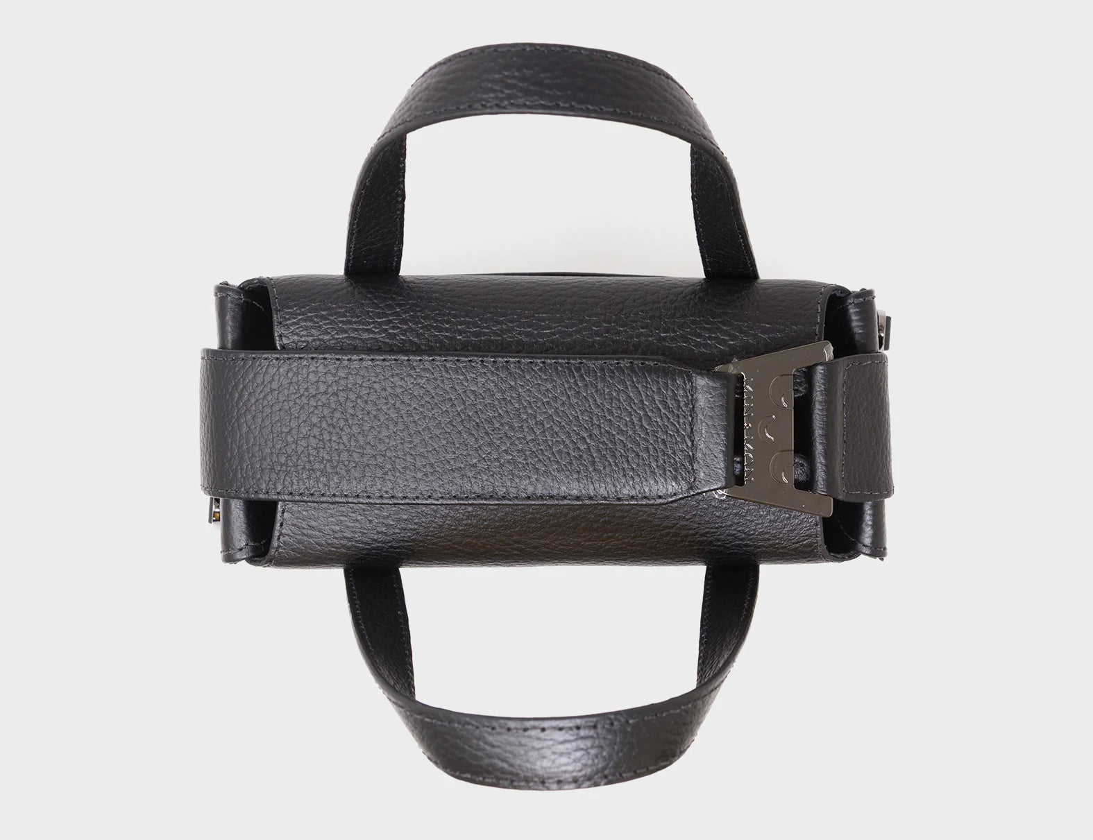 Benji Small Crossbody Black Leather Bag - Look Up - Top View