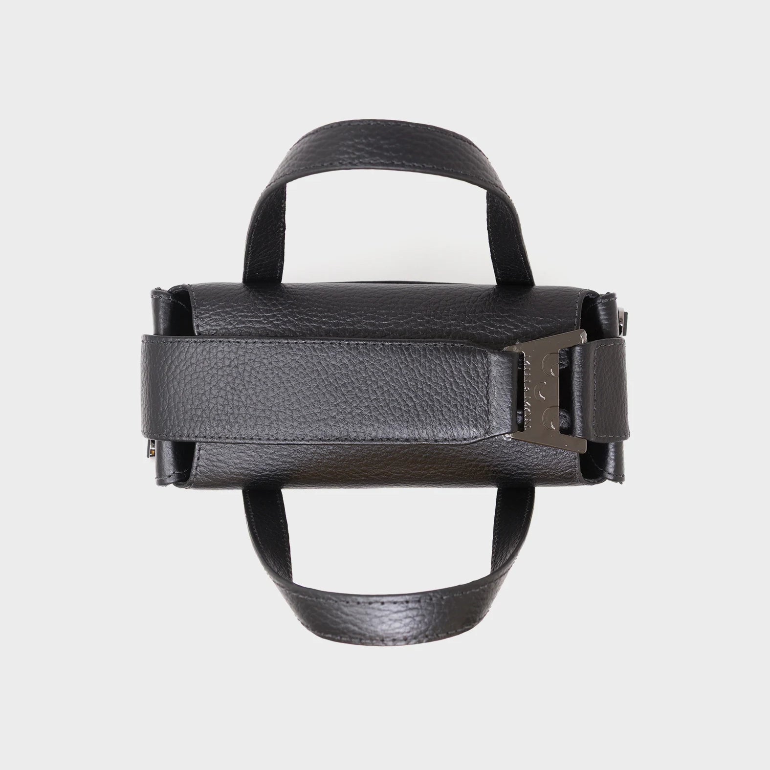 Benji Small Crossbody Black Leather Bag - Look Up - Top View