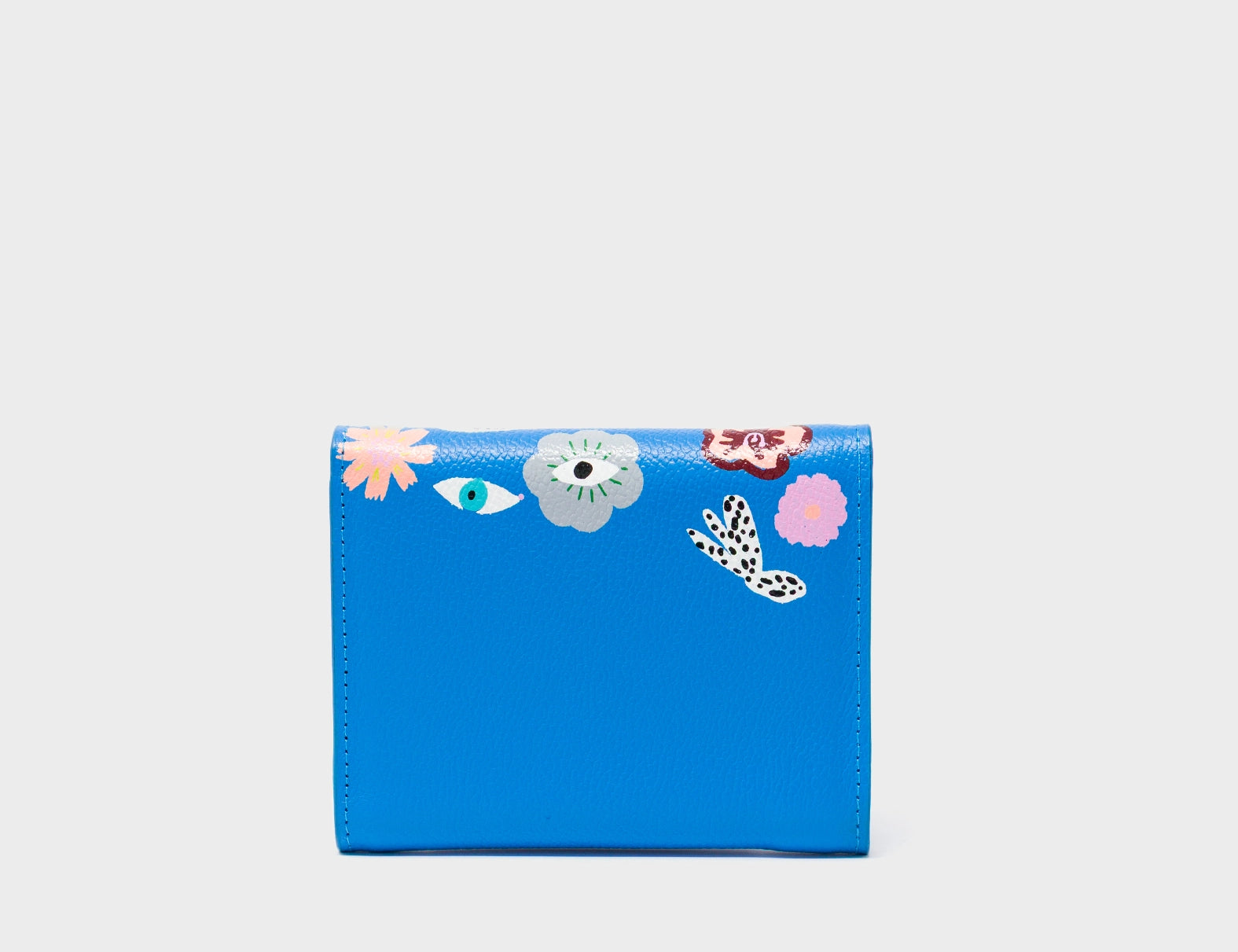 Fiona Ibiza Blue Leather Wallet - Floralia Print - Back