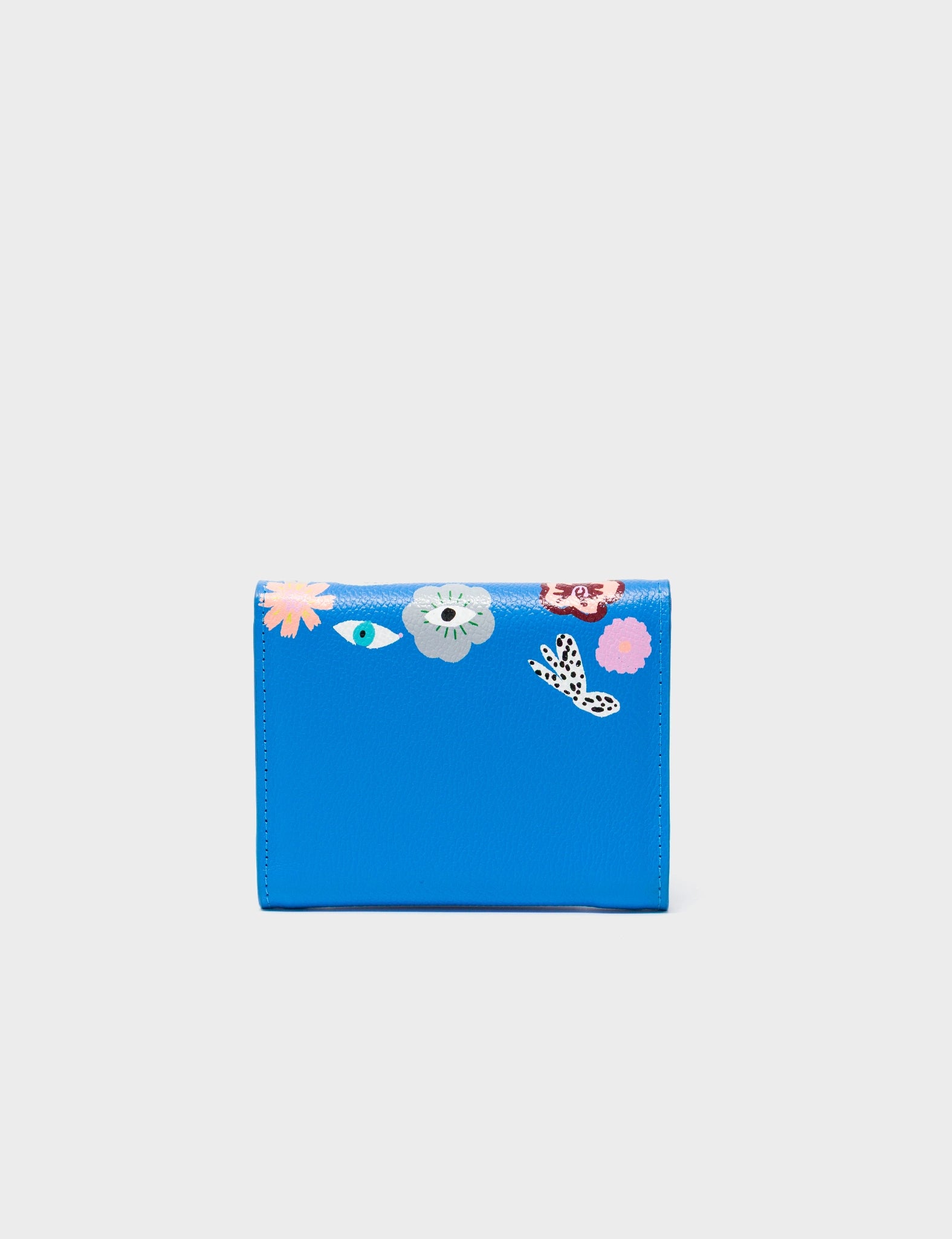 Fiona Ibiza Blue Leather Wallet - Floralia Print - Back