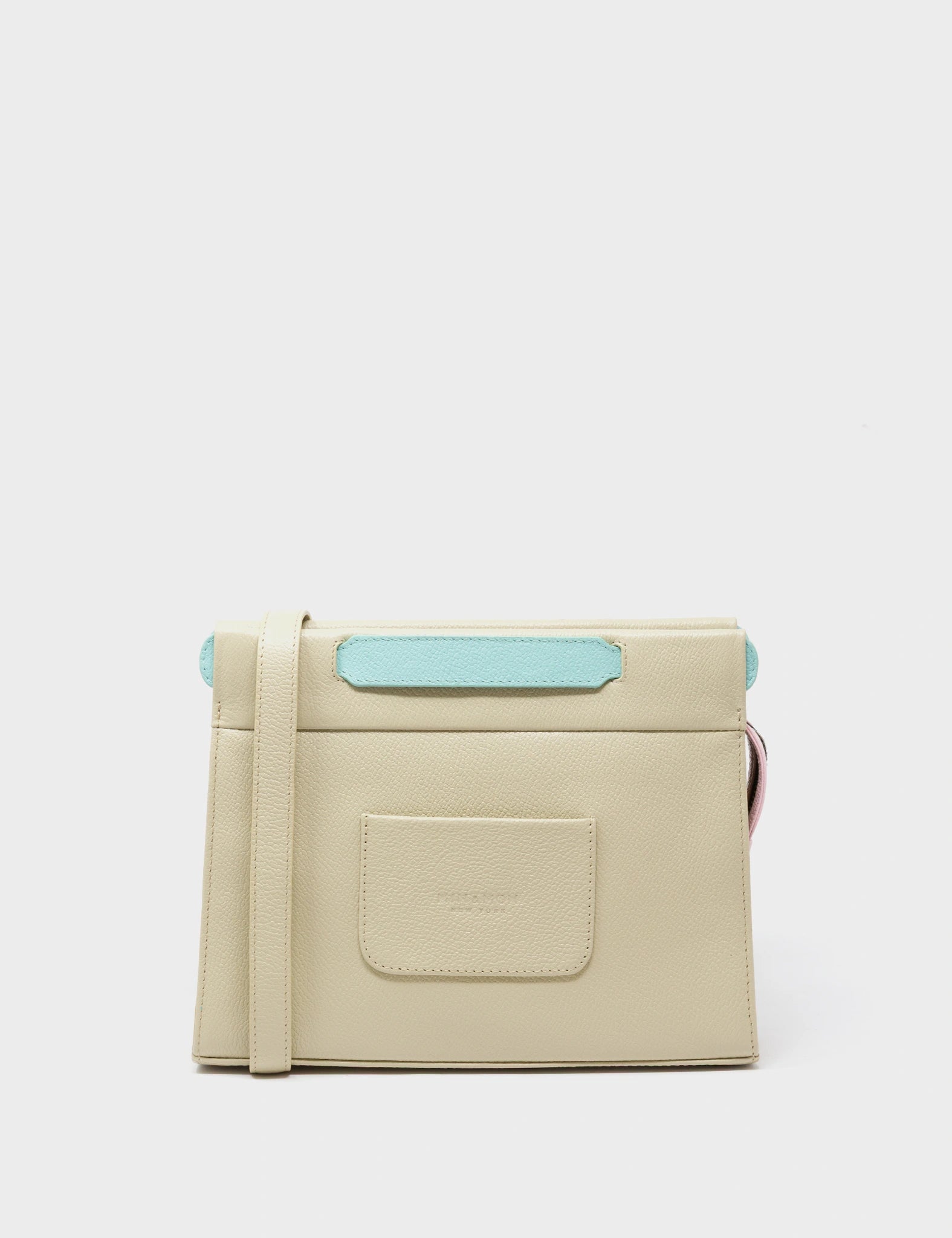 Vali Crossbody Gravel Beige Leather Bag - Studs Pattern - Back