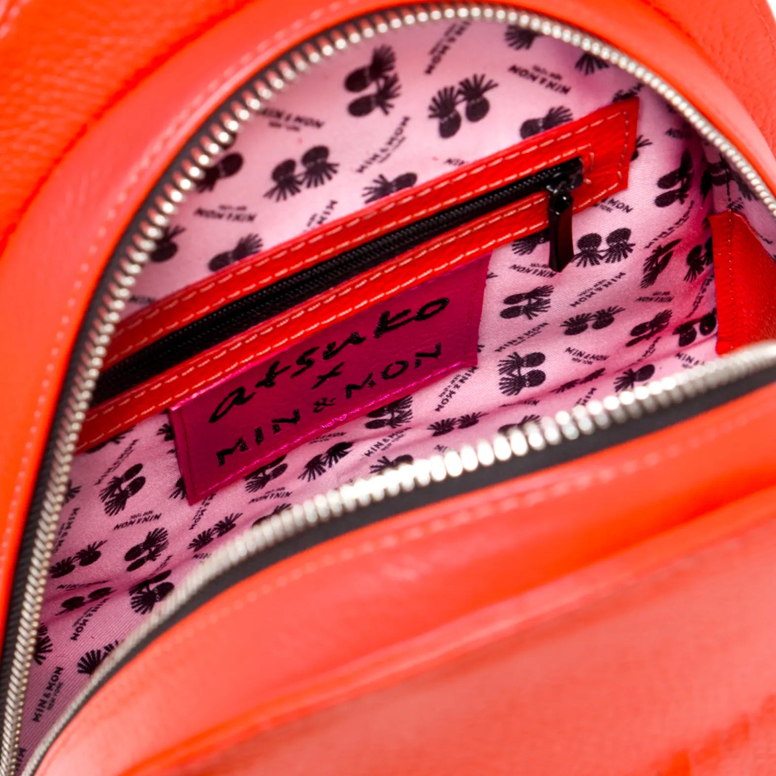 Atsuko The Drop Leather Backpack - Fiesta Red - Inside View