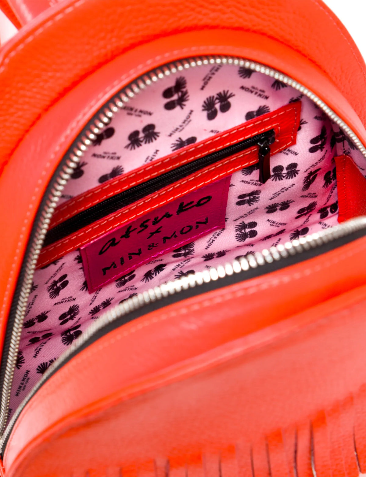 Atsuko The Drop Leather Backpack - Fiesta Red - Inside View