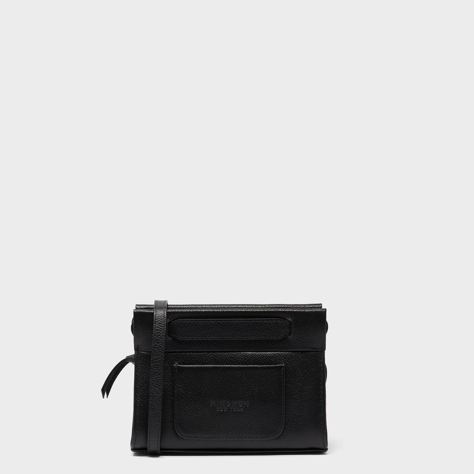 Vali Crossbody Micro Black Leather Bag - Studs Adjustable Handle - Back